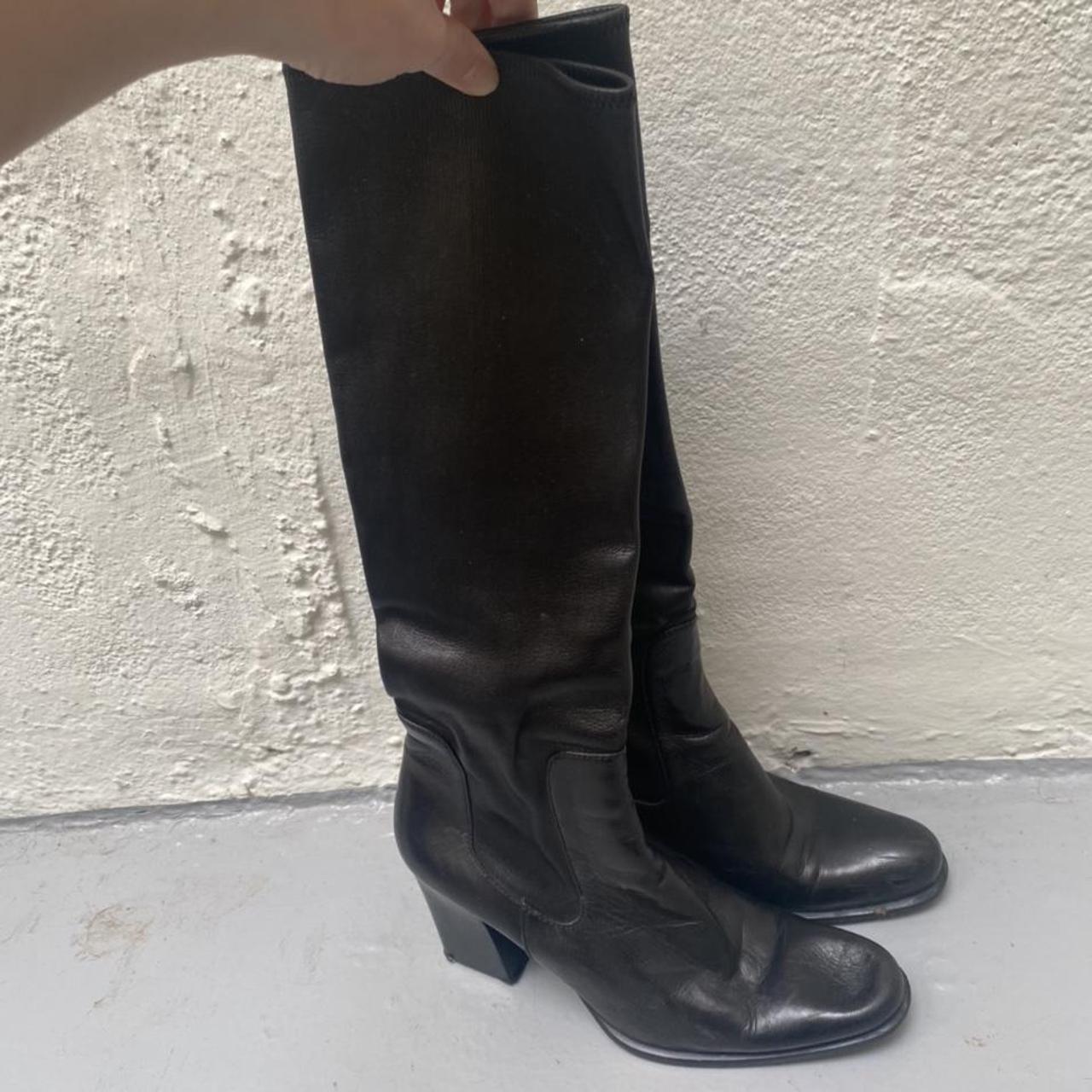 Prada knee high boots size 39 - both heels look like... - Depop