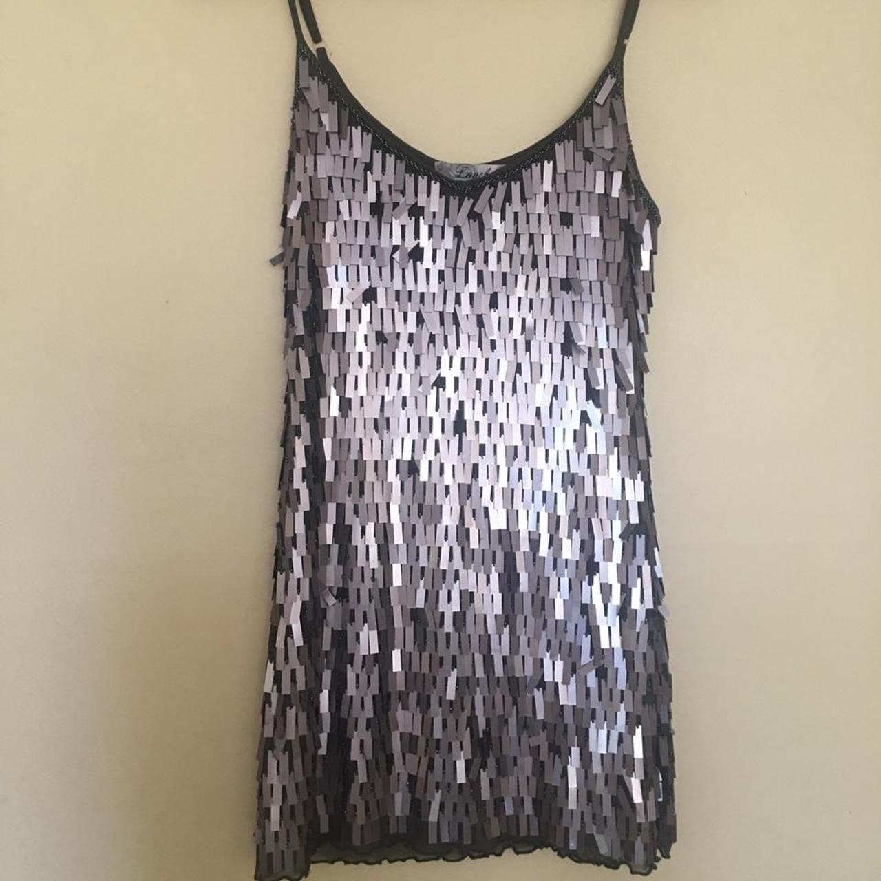 Louche stunning silver sparkly party dress, labelled... - Depop