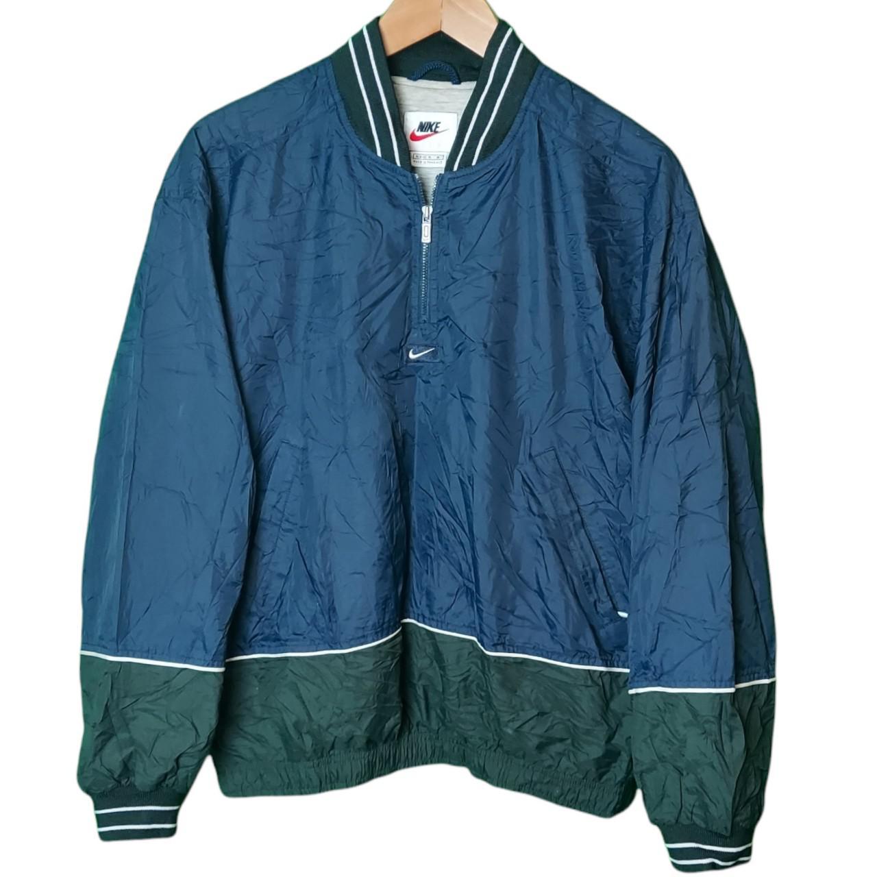 Nike Jacket This vintage 1990s Navy Nike pullover... - Depop