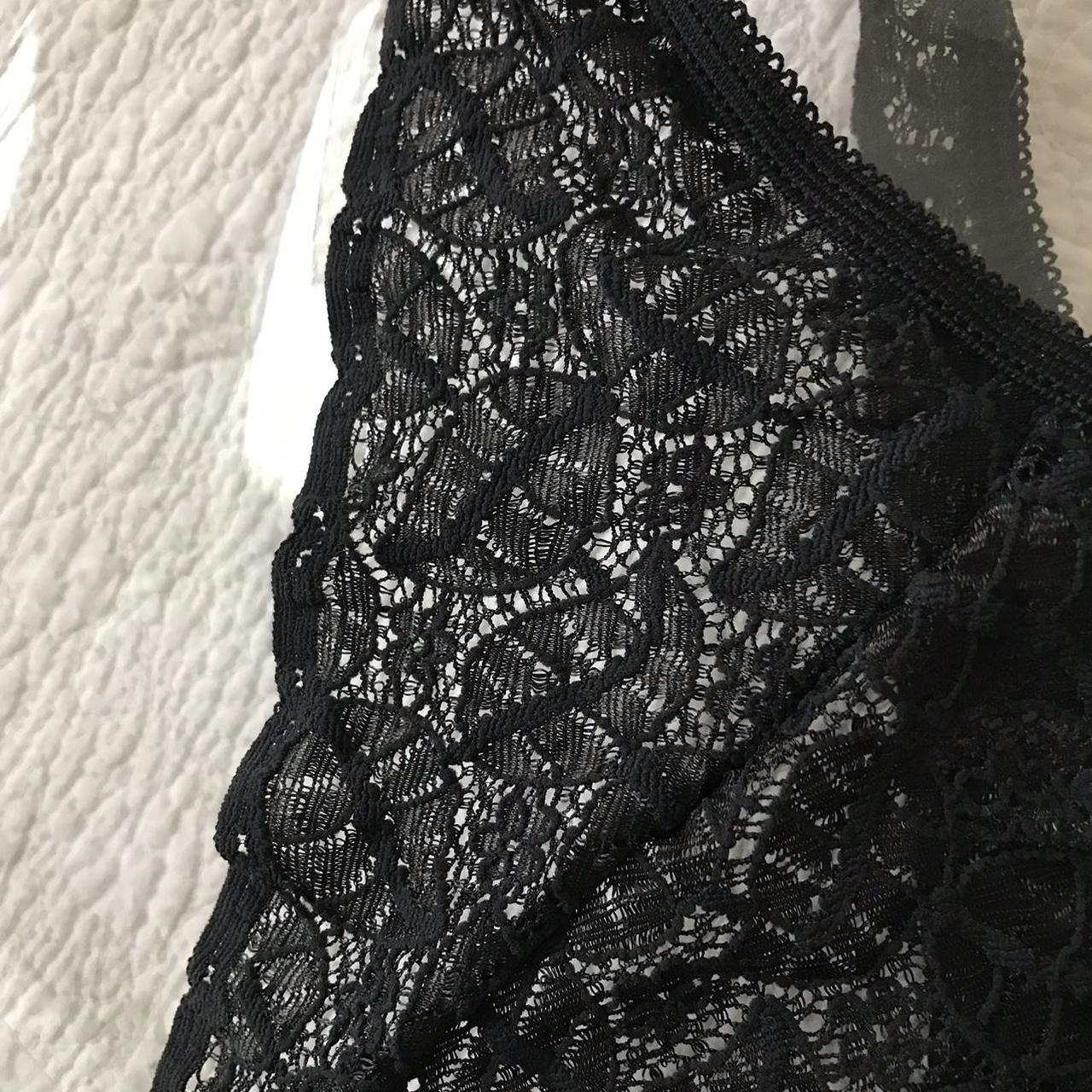 Sexy Lacy black leaf pattern thong panty (no - Depop