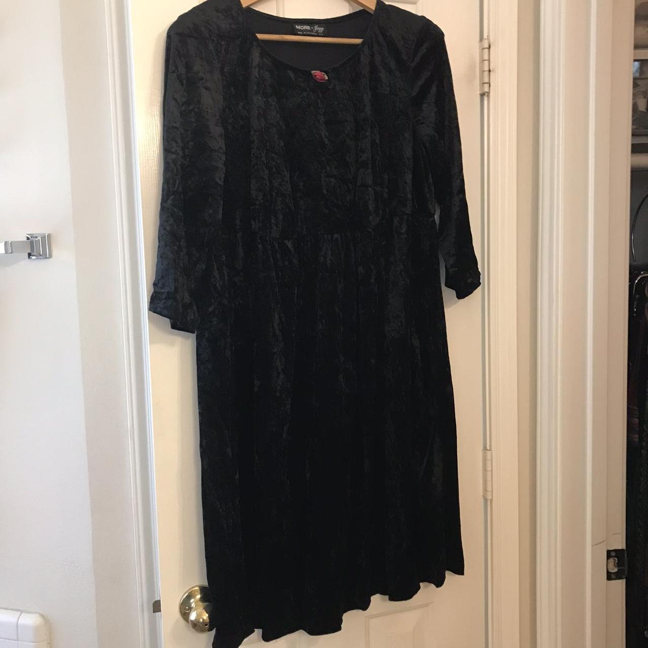 Black crushed-velvet easy fit dress! An easy,... - Depop