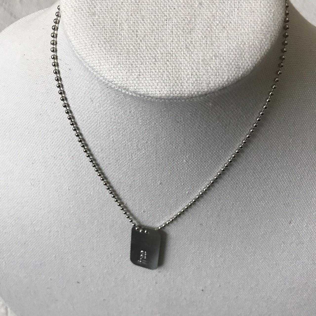 “free” embossed text dogtag-style ball chain... - Depop