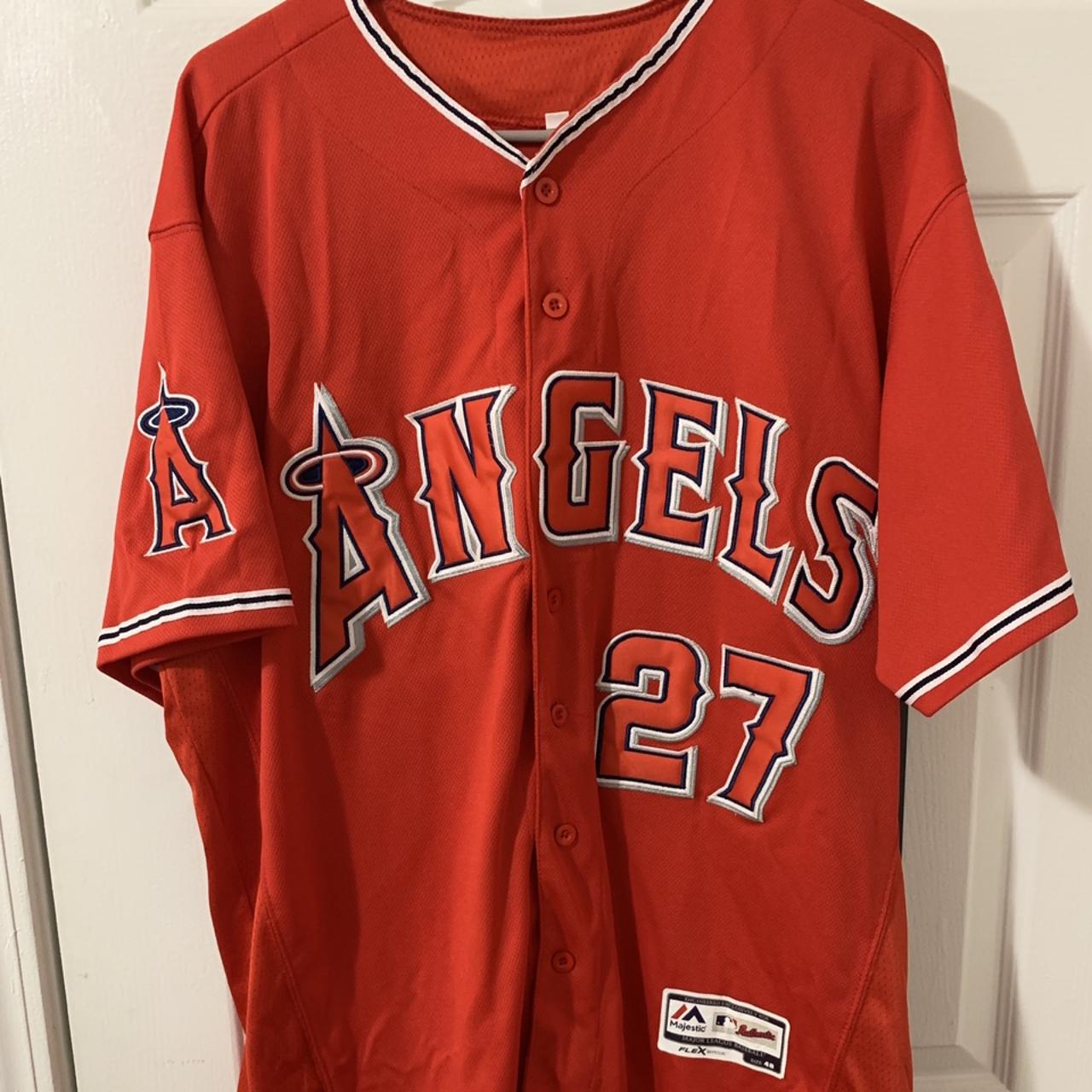 ANGELS BASEBALL JERSEY MIKE TROUT JERSEY YOUTH XL, - Depop