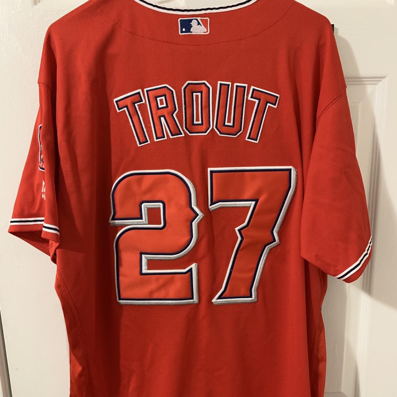 ANGELS BASEBALL JERSEY MIKE TROUT JERSEY YOUTH XL, - Depop