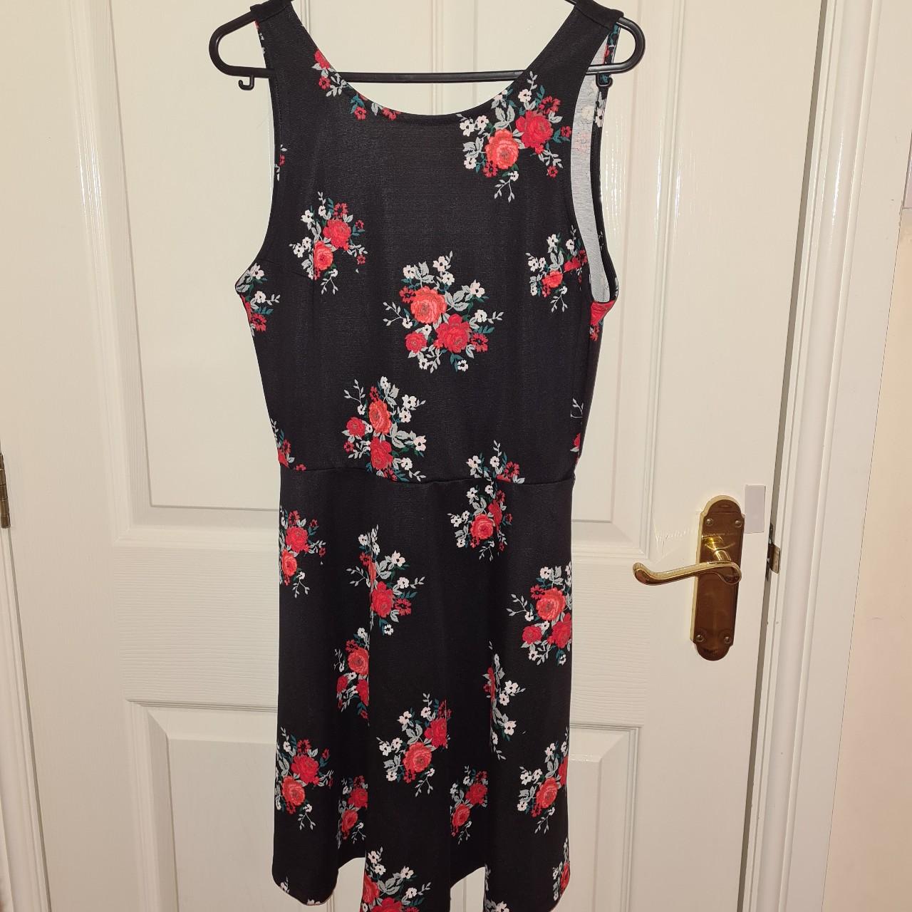 H&m black and outlet red floral dress