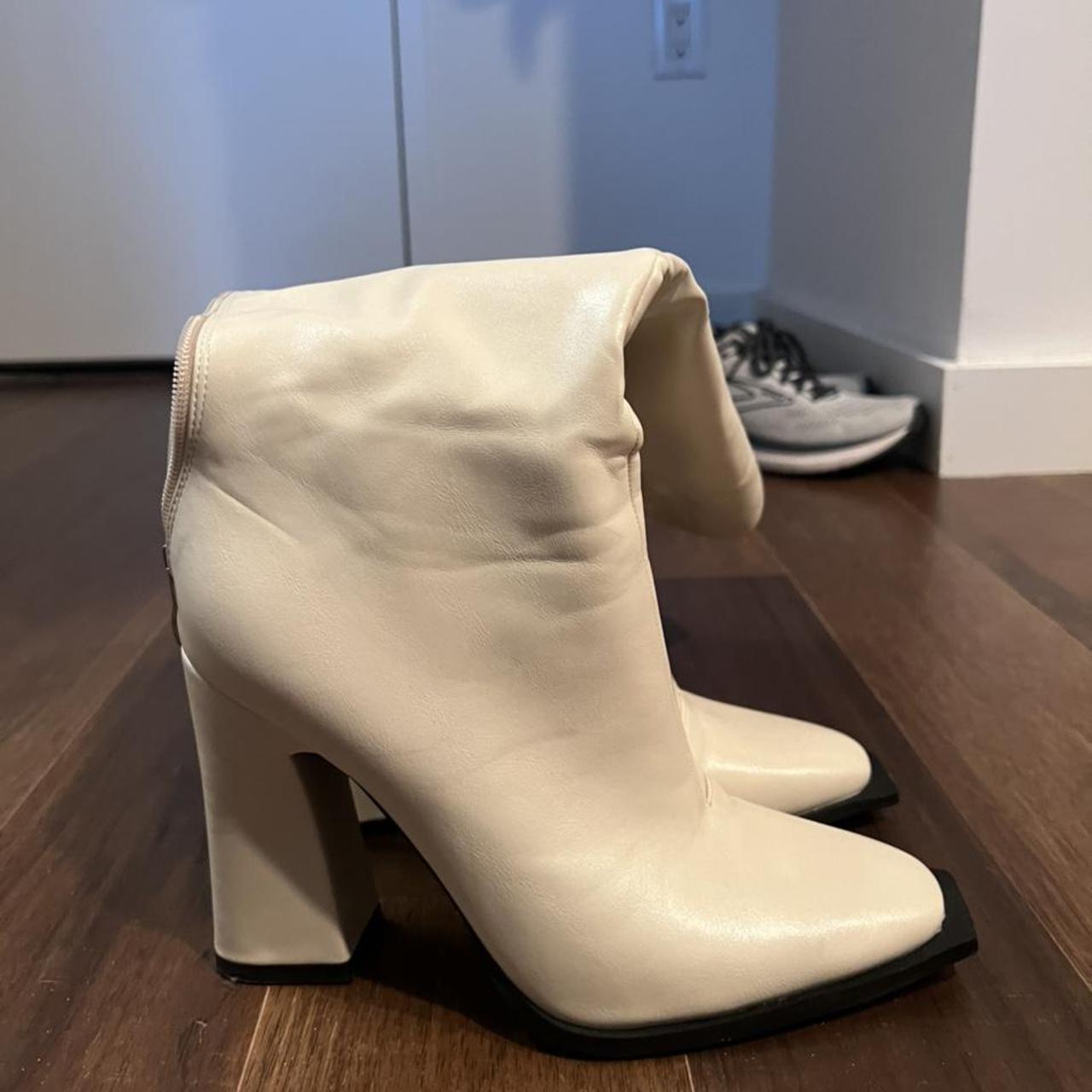 Nasty gal white boots , small scuff mark on the... - Depop