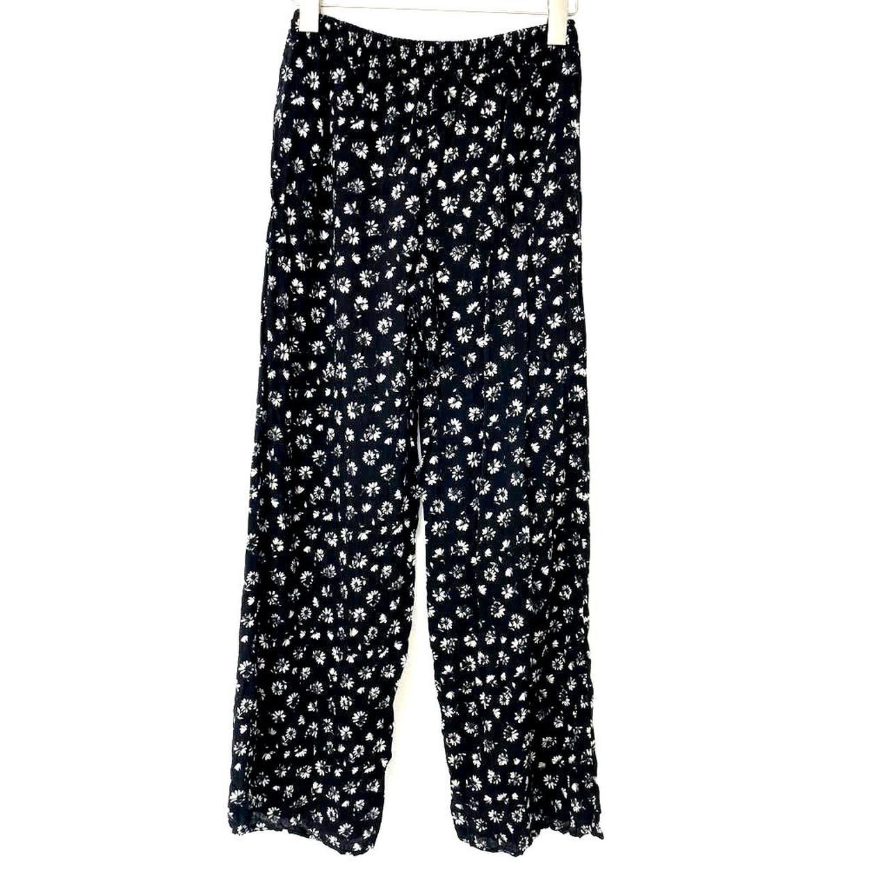 Black and white floral pants. Light weight... - Depop