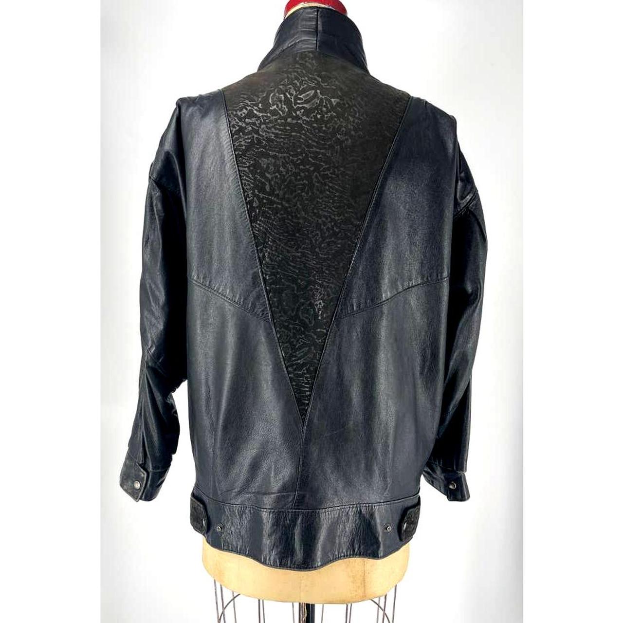 Oscar Leopold Black Retro Leather Jacket Size... - Depop