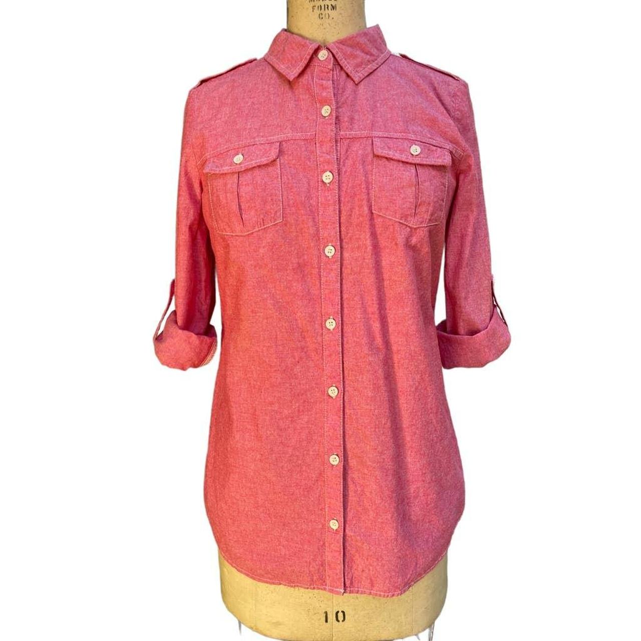 ANA A New Approach Womens Button Front Shirt Red... - Depop