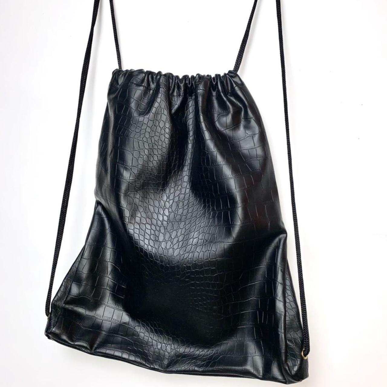 Vegan leather croc skin drawstring backpack by... Depop