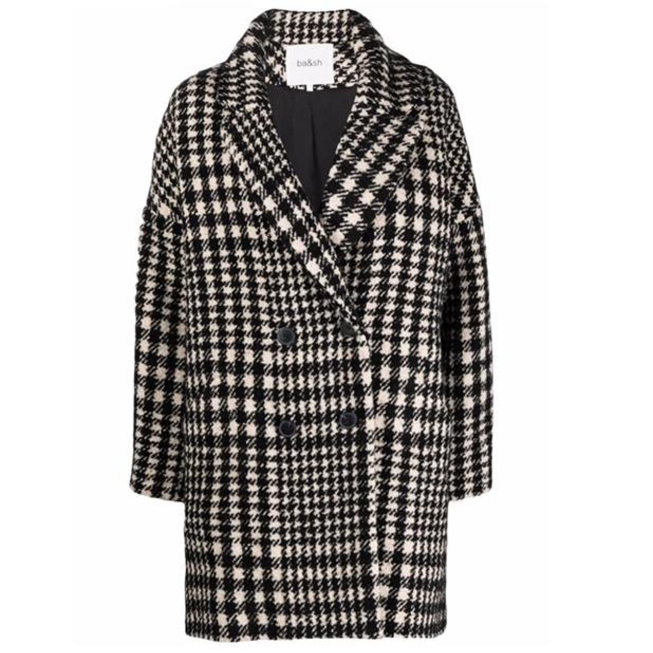 Ba&sh Women's Black and White Coat Depop