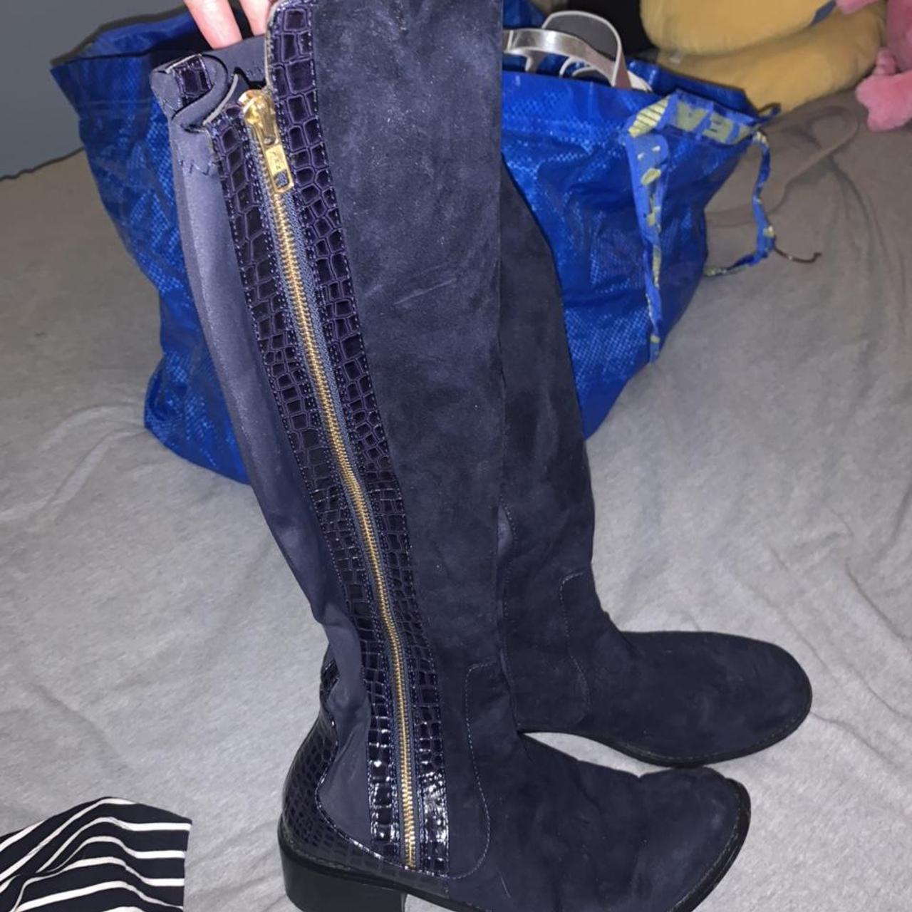 navy knee high boots river island
