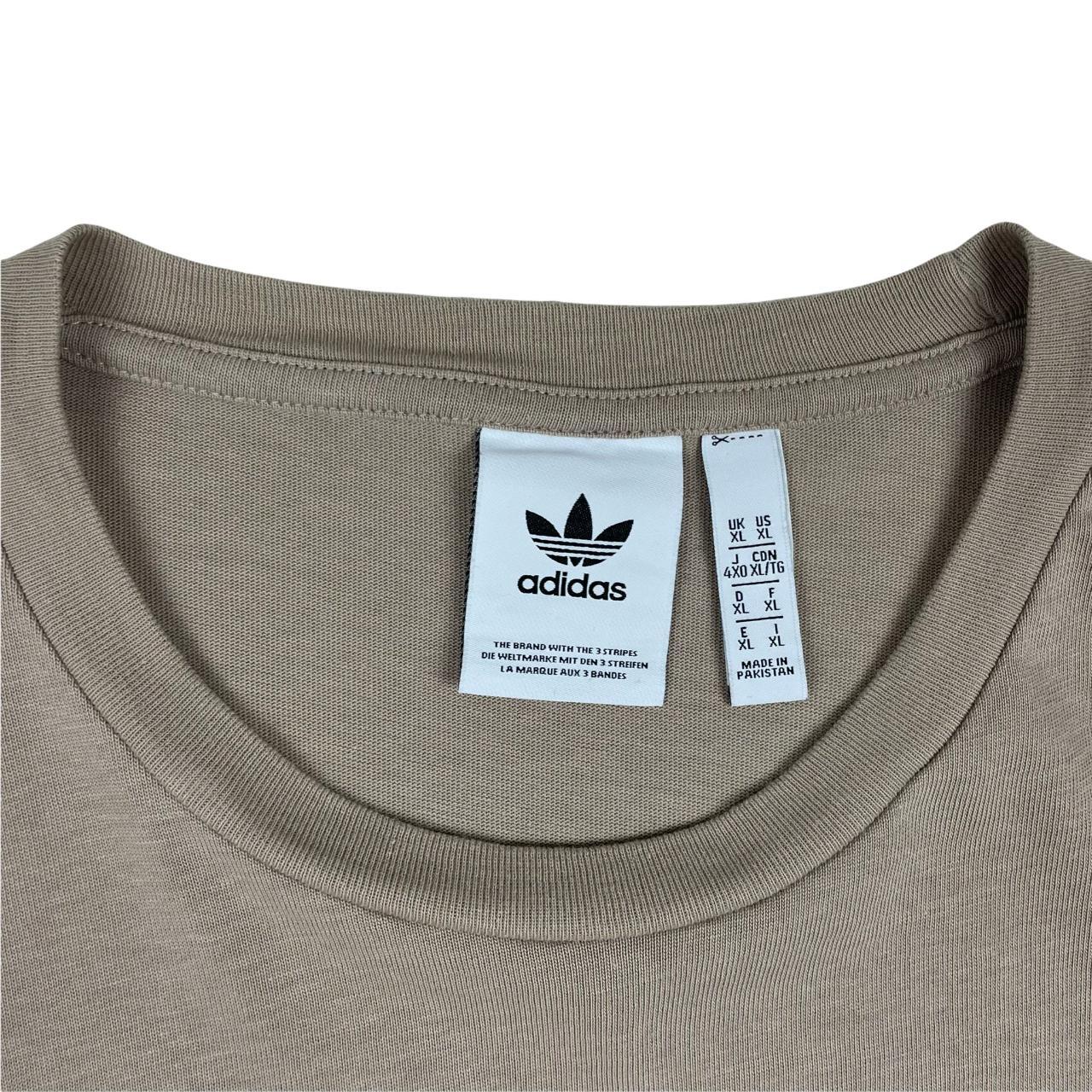 Adidas Loose Fit Embroidered TShirt Brown and White... Depop
