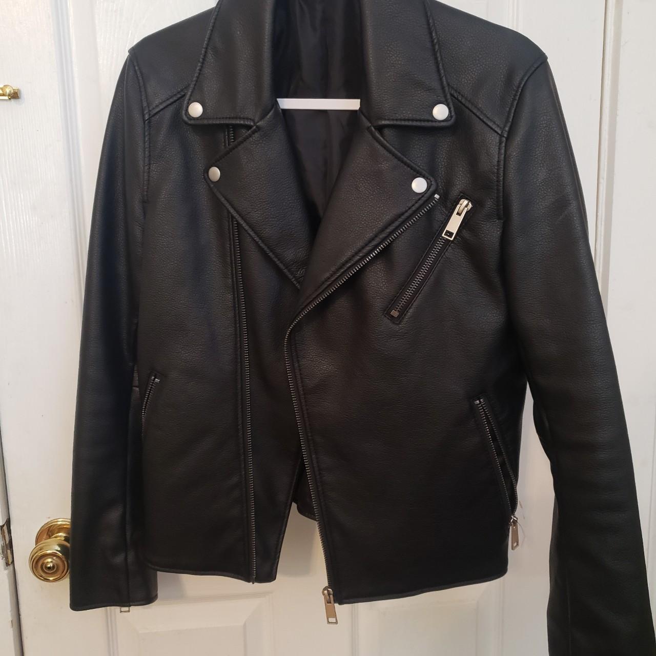 H&M faux black leather jacket Mens size small.... - Depop