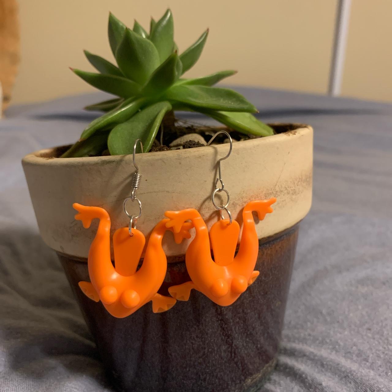 funky frog earrings 🐸 🧡 frog cottagecore... Depop