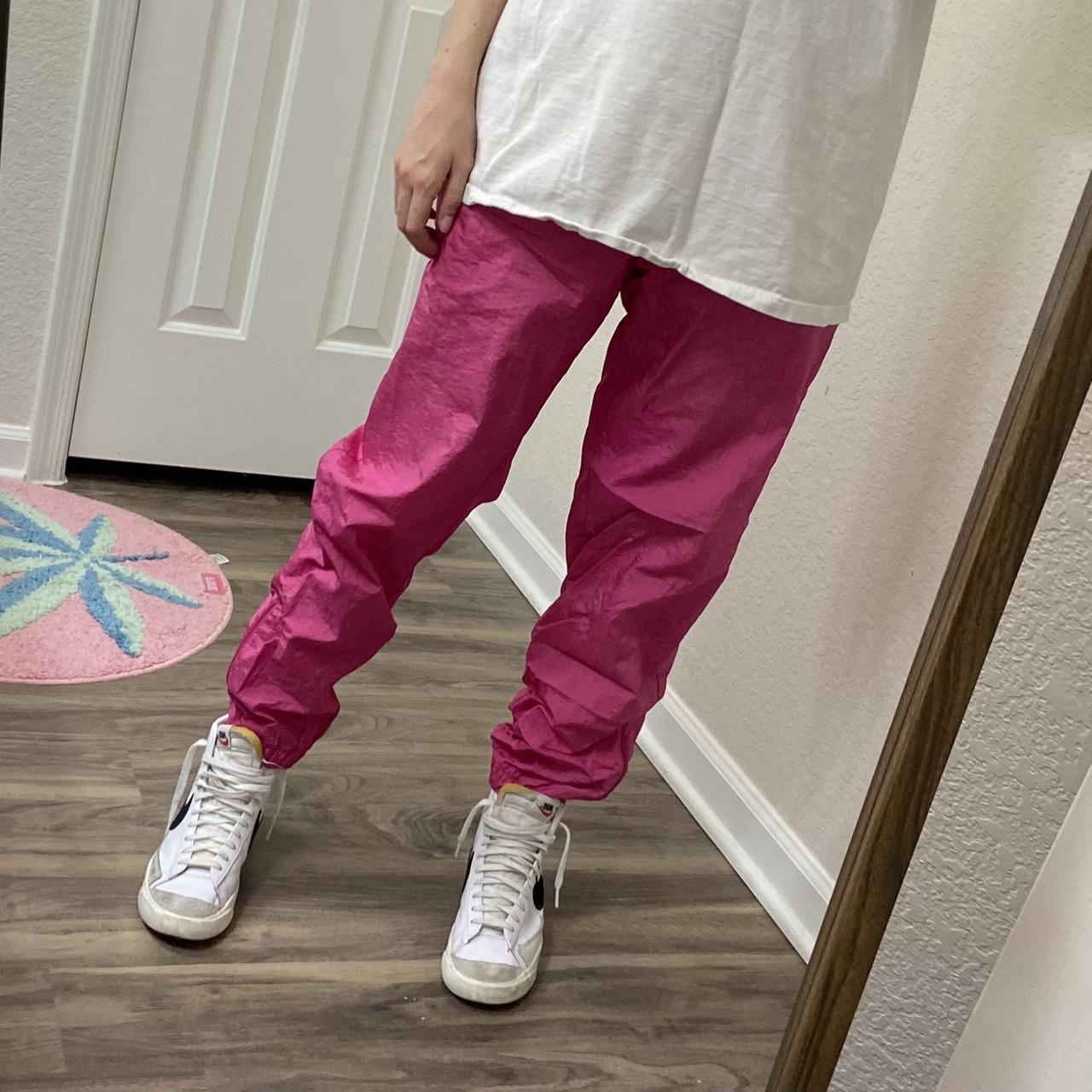 80s Jogger Pants *free shipping* Bright pink nylon...