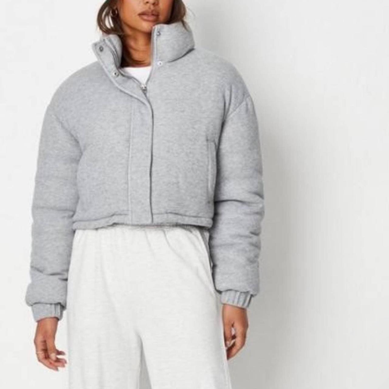 a high neck jersey padded puffer coat with Depop