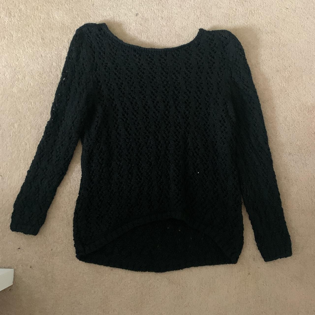 Black knit jumper Size 14 - Depop