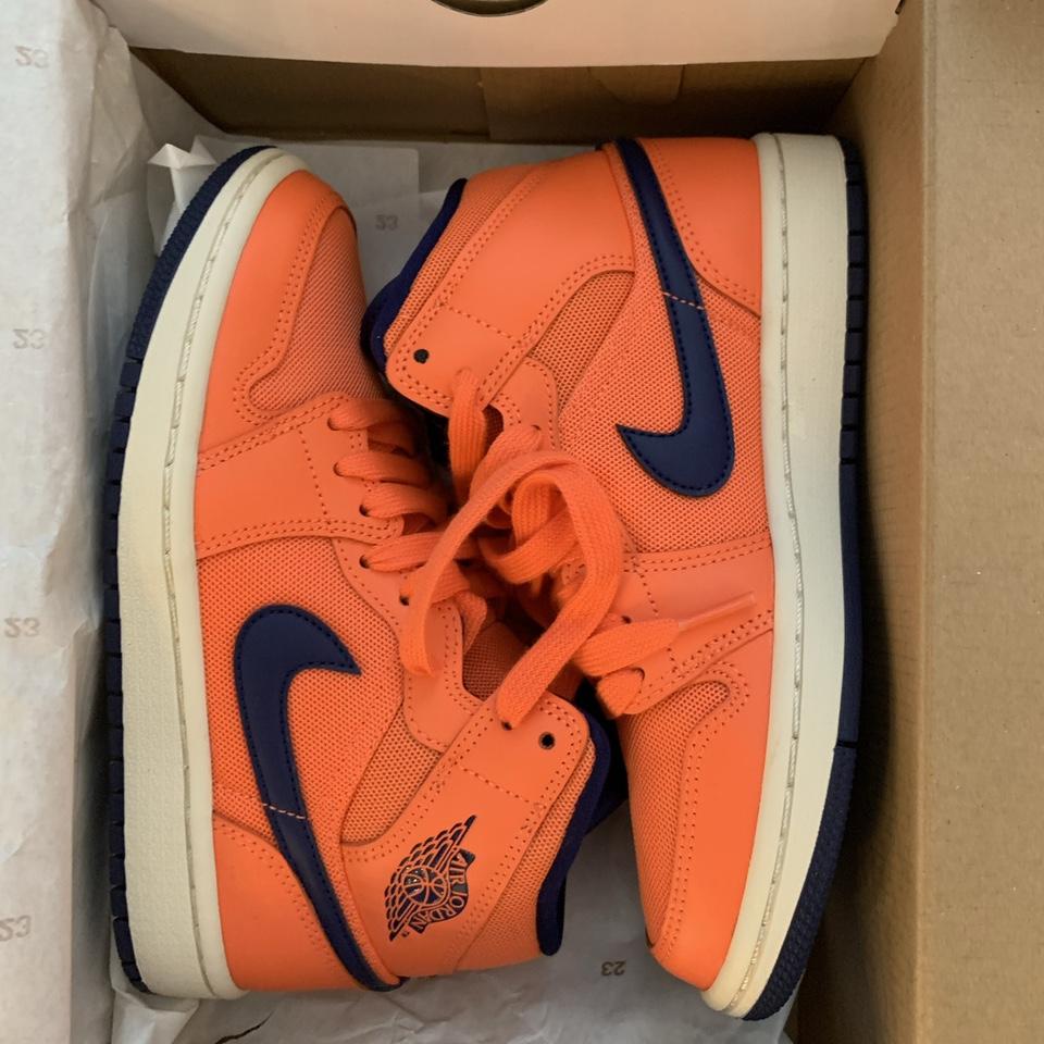 Orange and blue women's Nike Jordan 1s wore once... - Depop