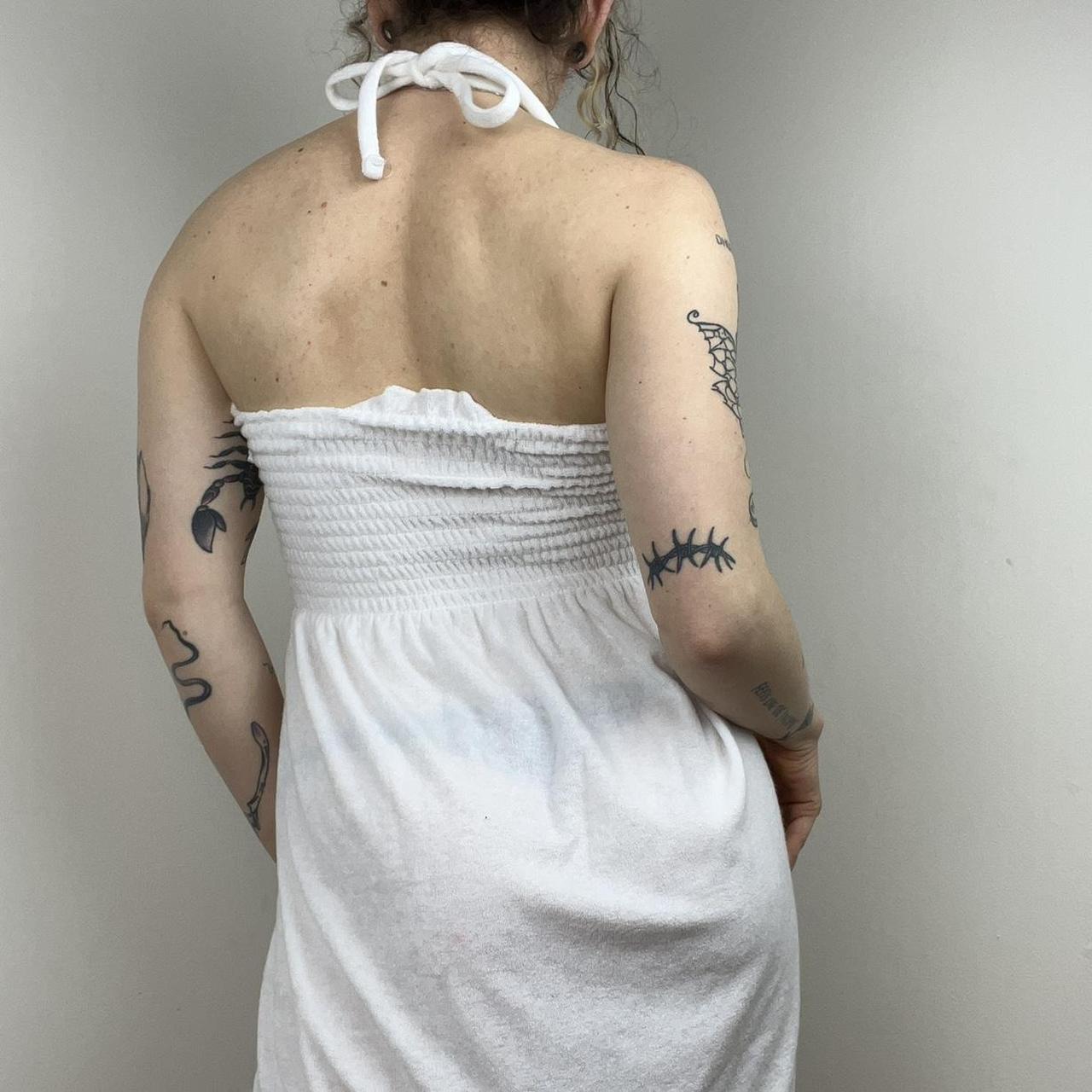 adorable y2k terry cloth dress! white halter neck... Depop