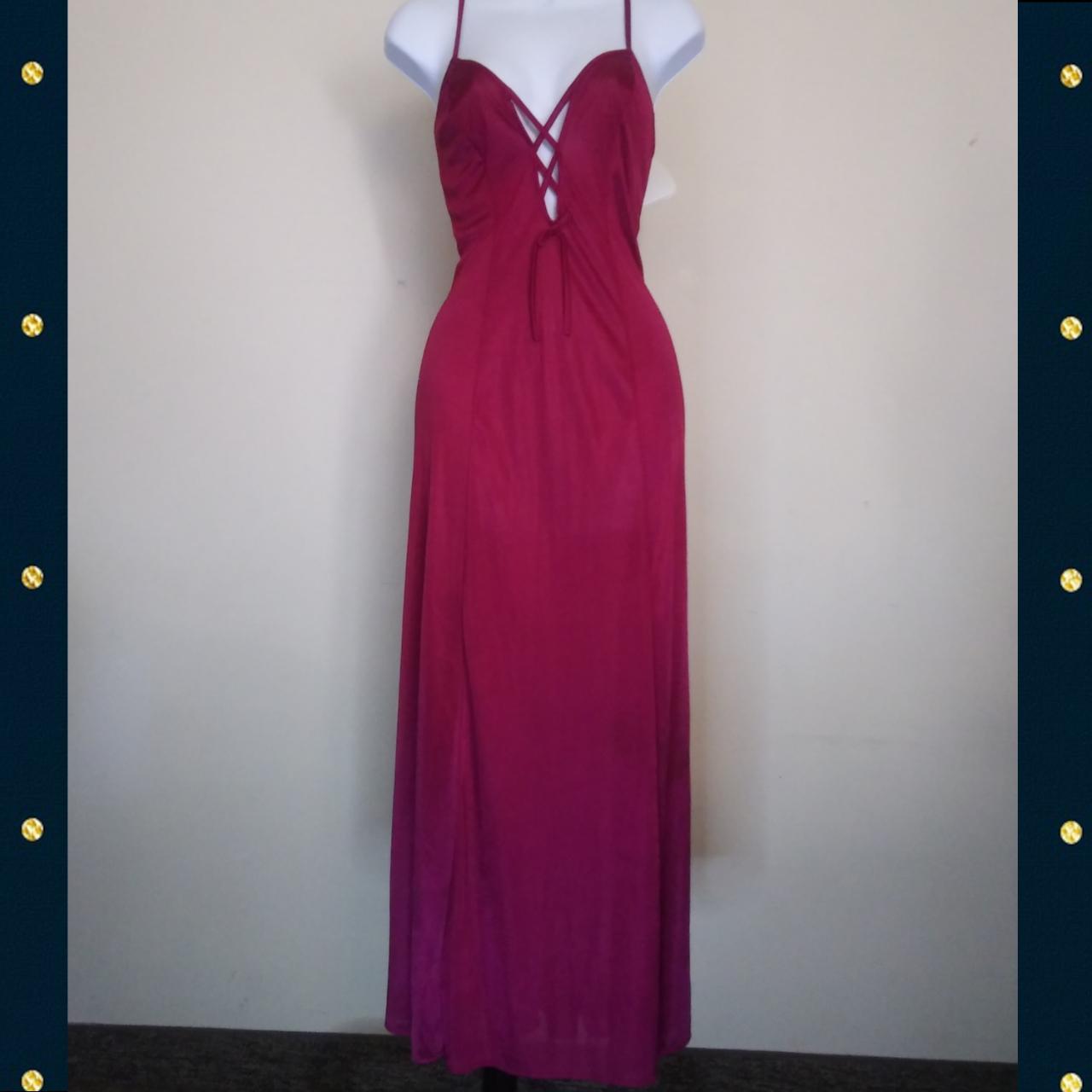 ~ Vintage Petra Fashions Burgundy Long Silky Night... - Depop