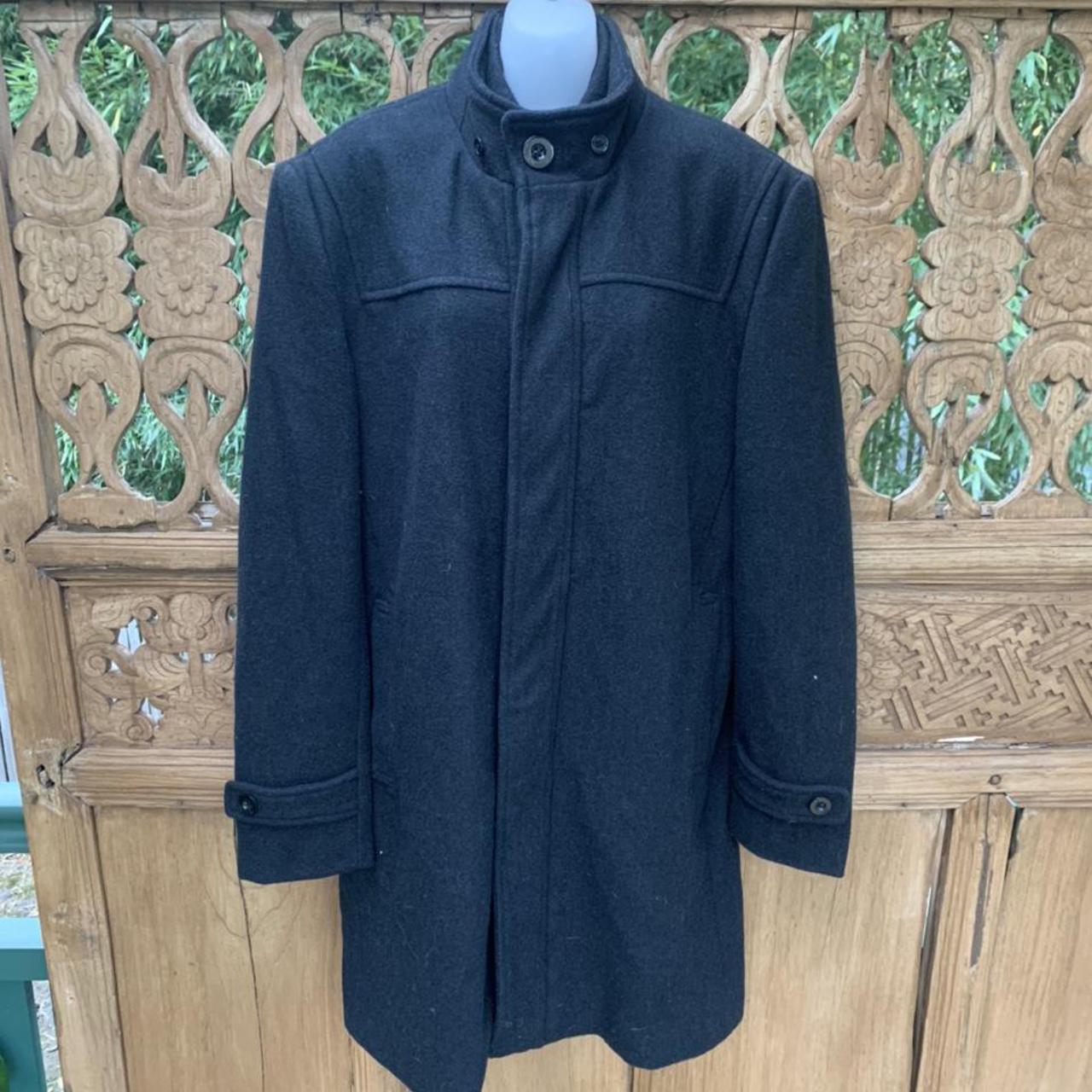 DAVID JONES Black Wool Blend Long Winter Trench Coat