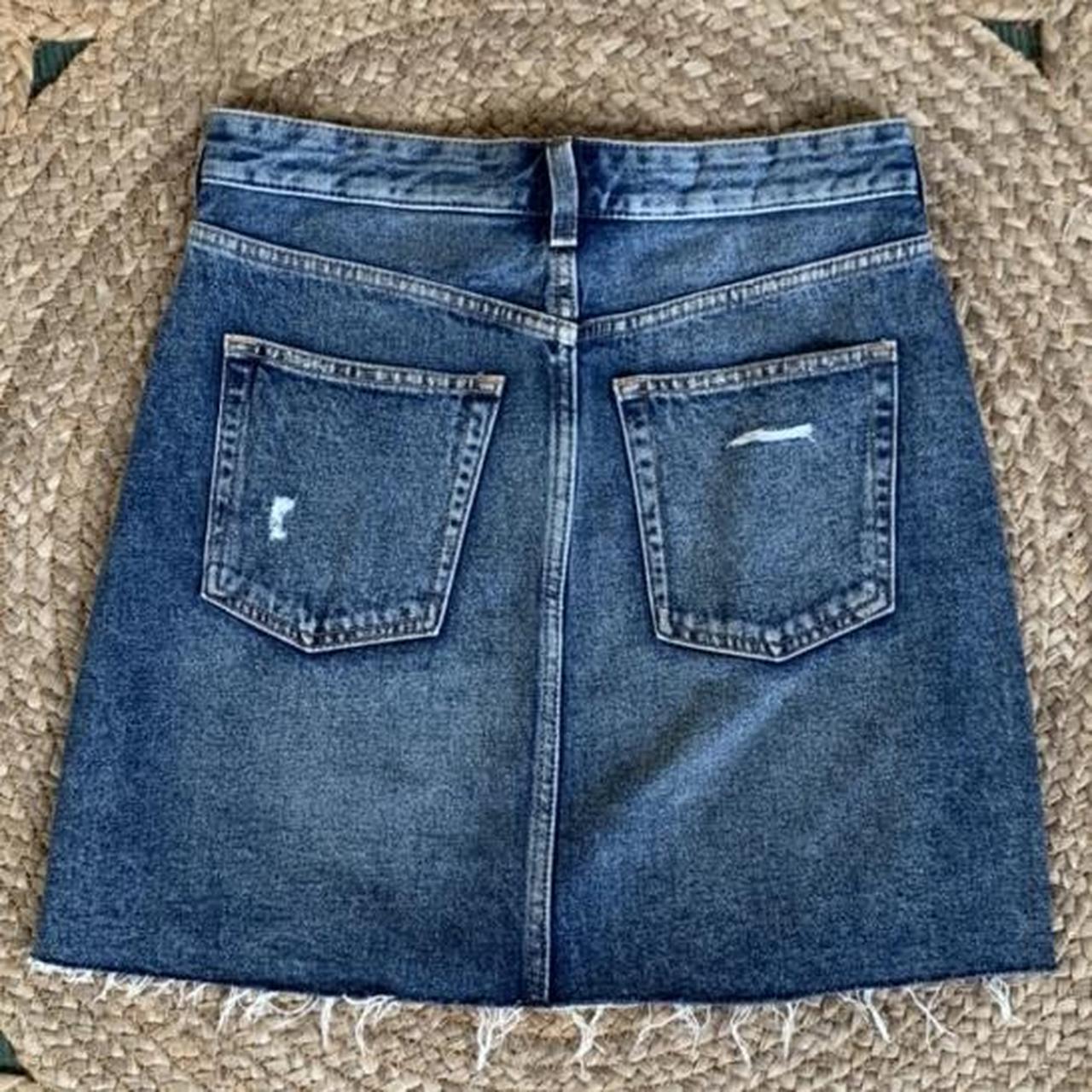 Denim Distressed Dark Denim Mini Skirt Sz Au Uk Depop