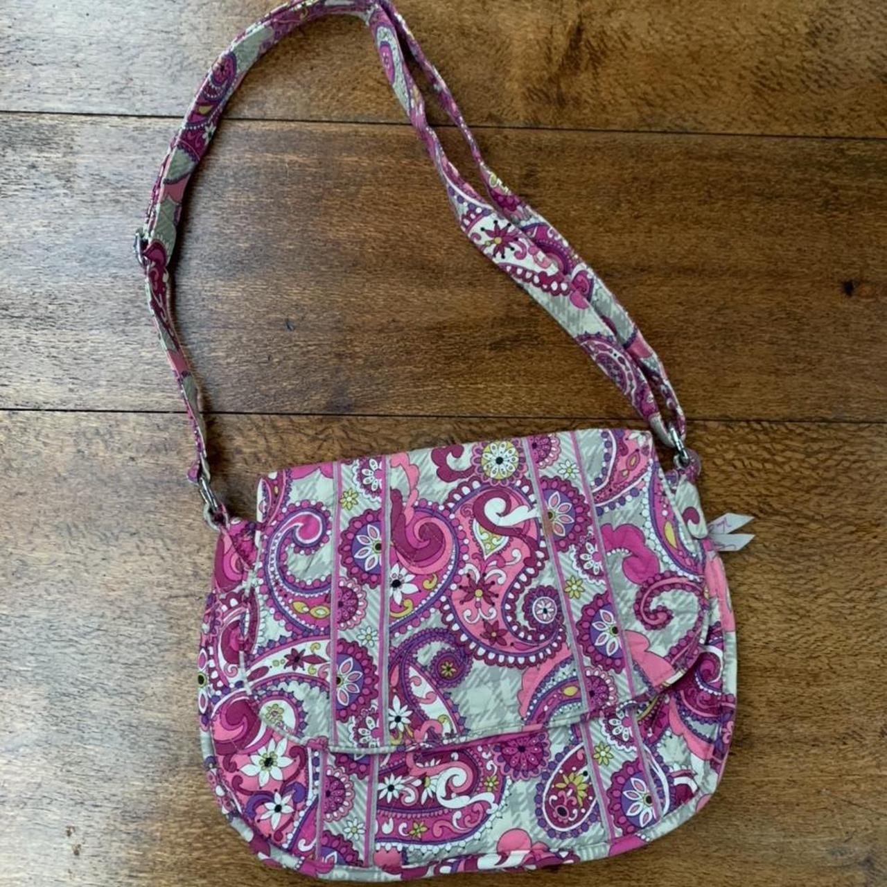 VERA BRADLEY Pink Paisley Crossbody Saddle Bag... - Depop