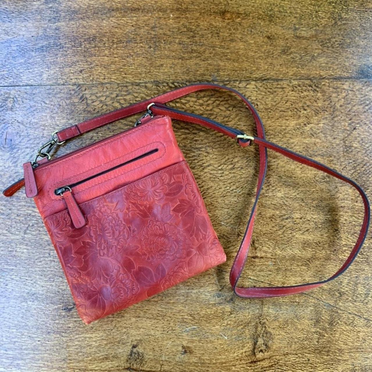 COLORADO Red Embossed Leather Crossbody Shoulder Bag... Depop