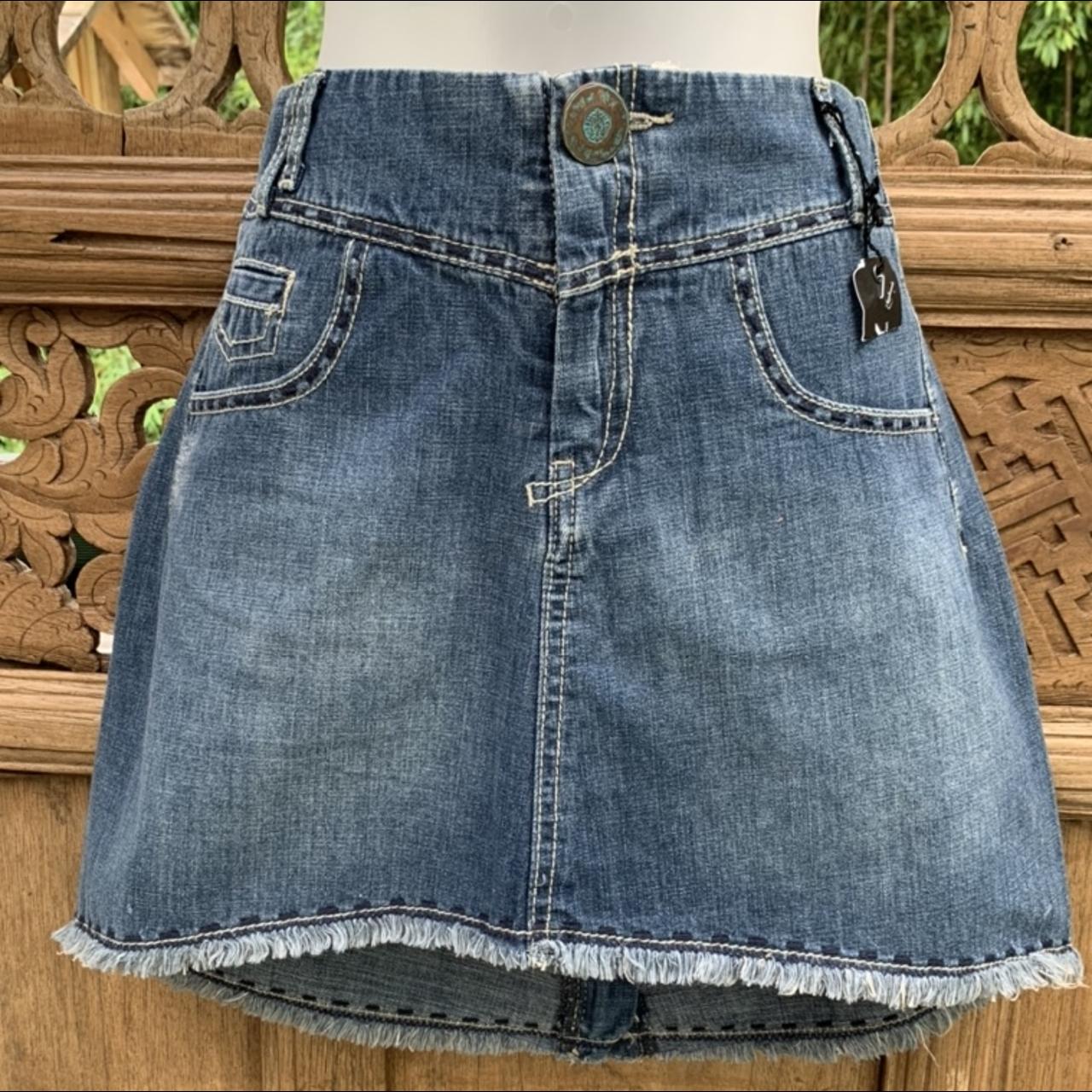 BNWT DKNY Denim Mini Skirt Small 2 rear pockets, one... - Depop