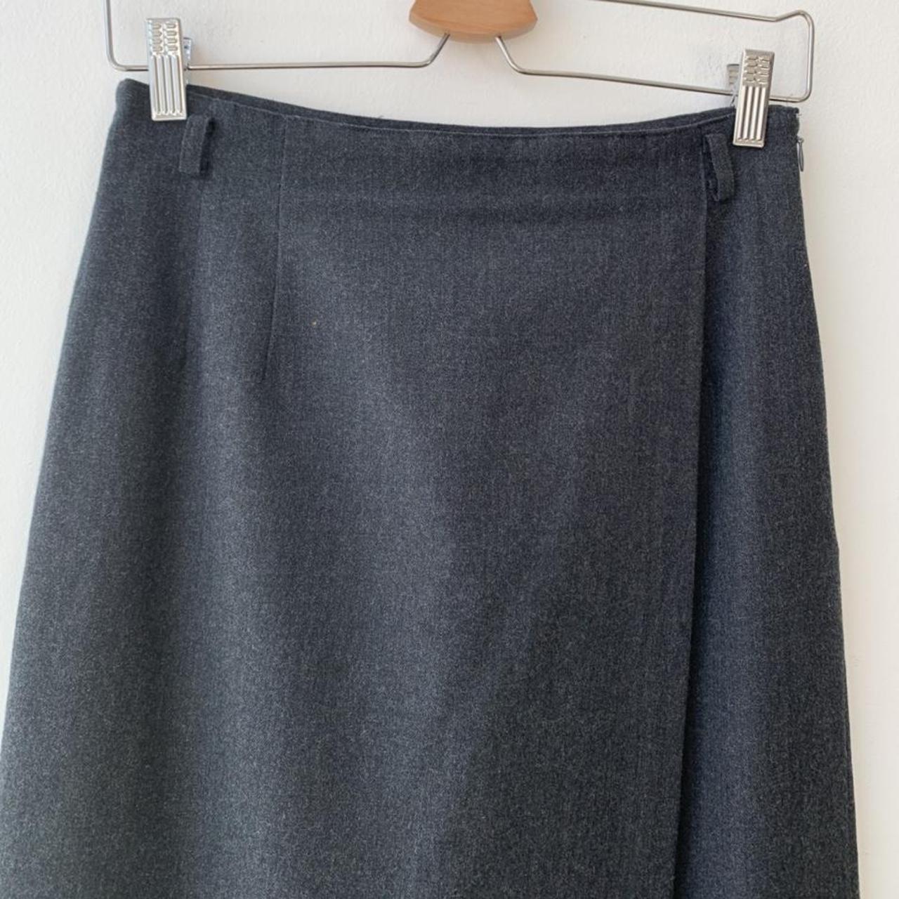 Vintage charcoal 100% wool straight wrap maxi skirt,... - Depop