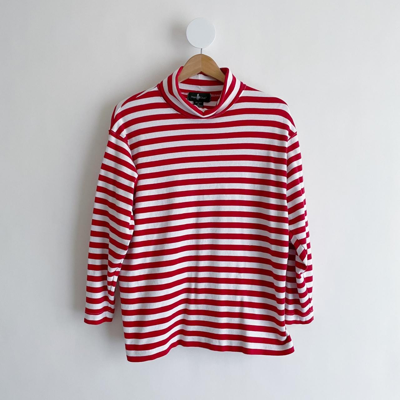 Women's Red and White Jumper | Depop