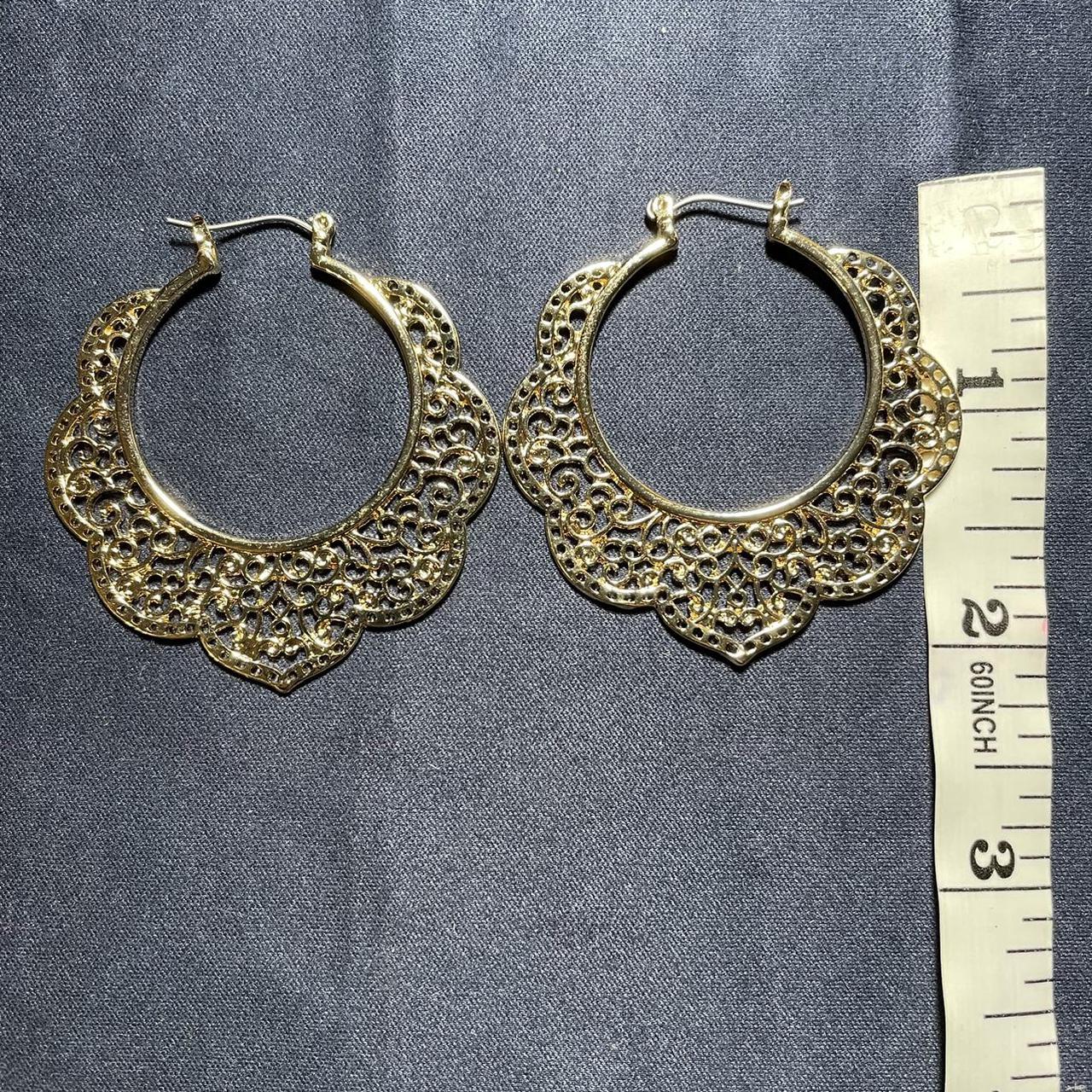 Gold tone hoop earrings. See photos for size. #gold - Depop