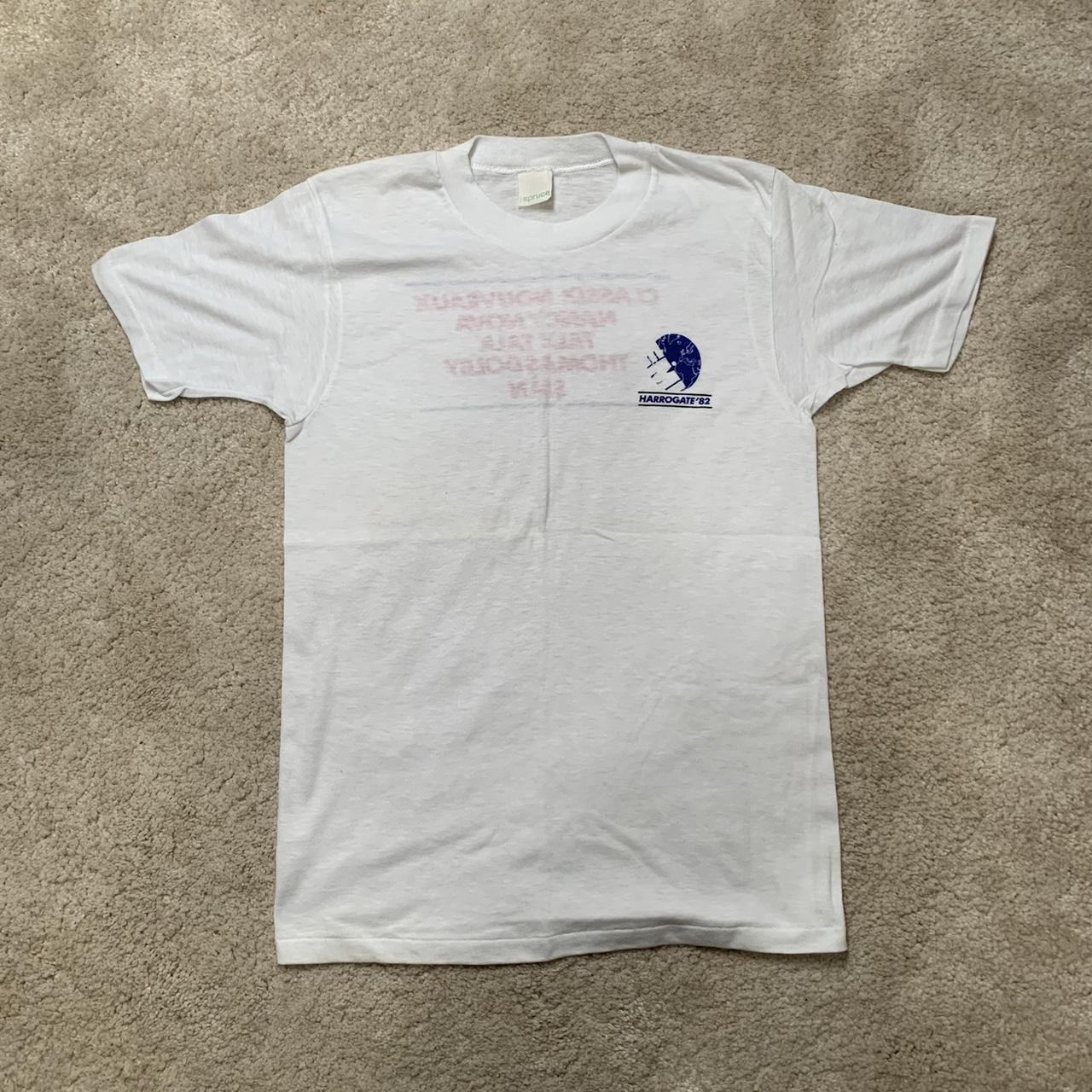 American Vintage Men's White and Blue T-shirt | Depop