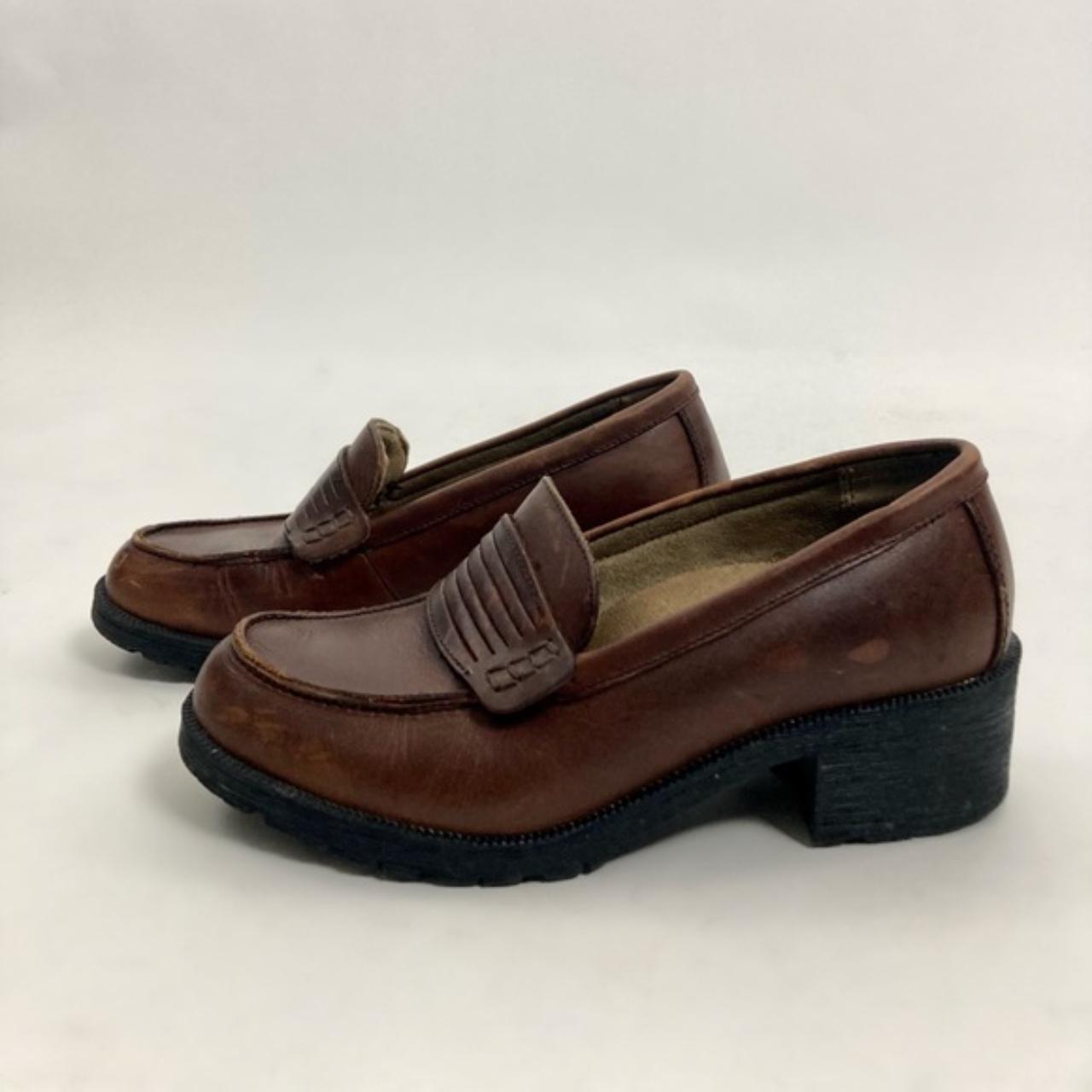 Vintage 90’s Eastland brand brown chunky loafers.... - Depop