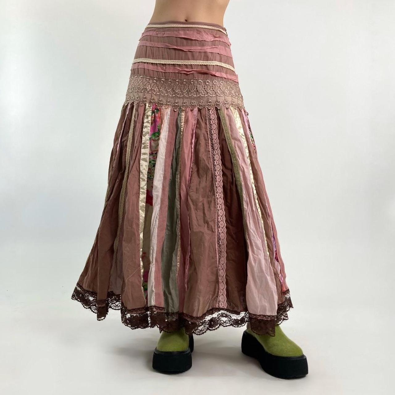 Product Image 1 - 90's patchwork ribbon maxi skirt.