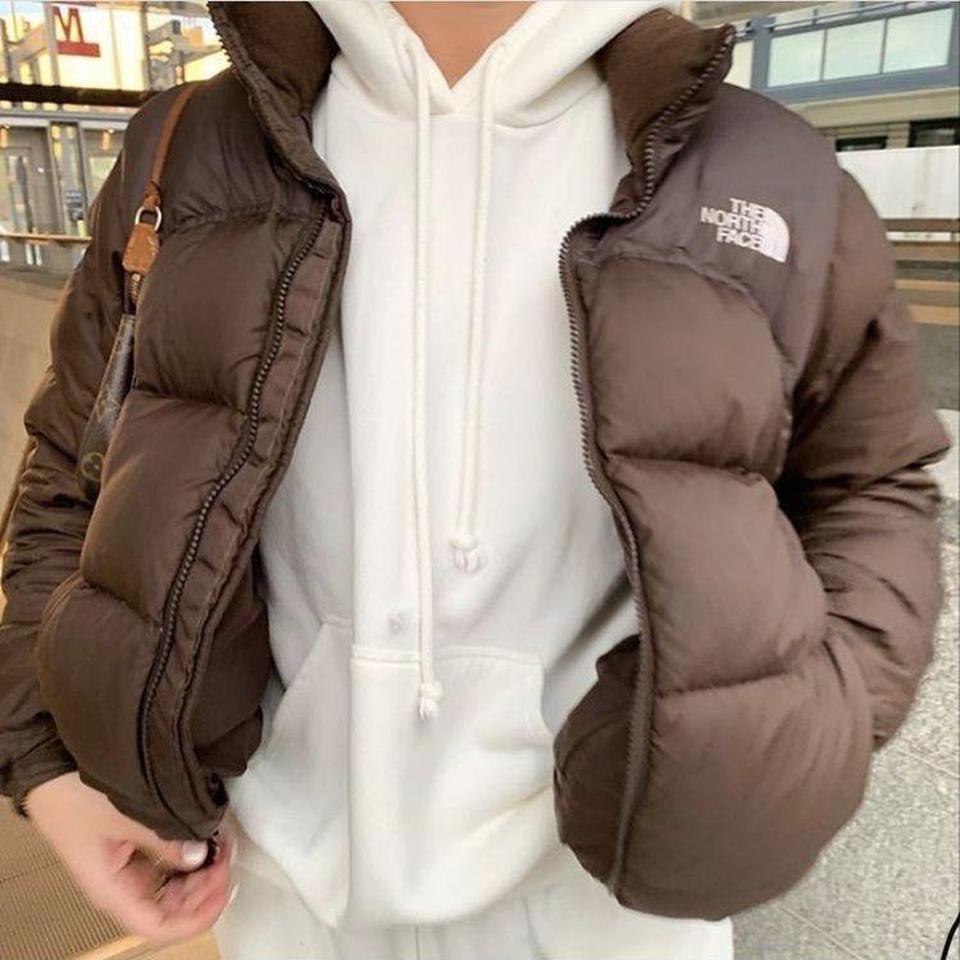 brown north face puffer jacket price