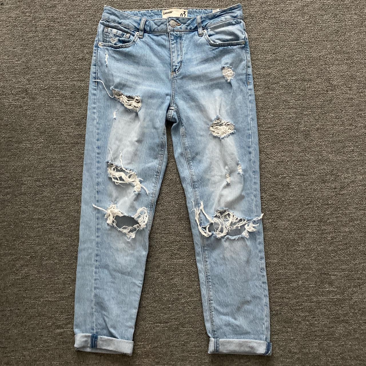 GARAGE mid rise ripped jeans - worn once, excellent... - Depop