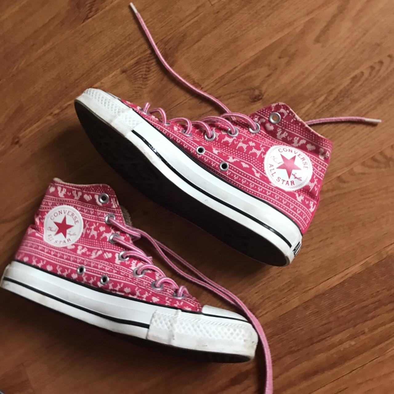 Limited edition pink and white Converse Depop