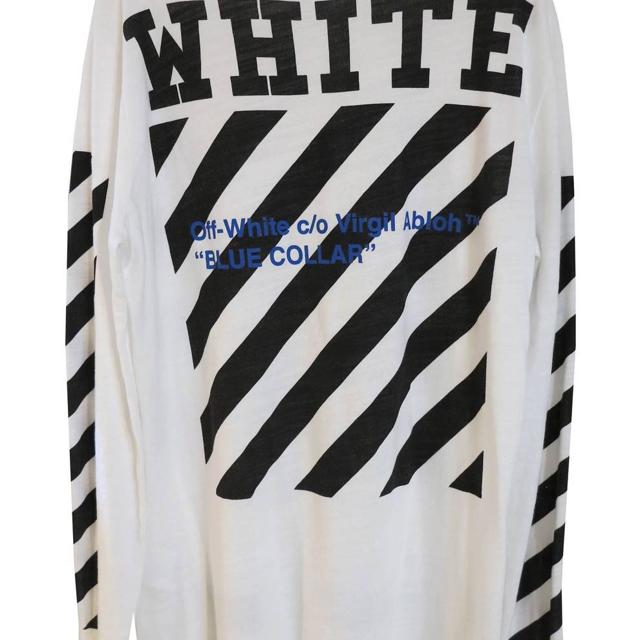 Off-White c/o Virgil Abloh Women's Blue Baggy Seams - Depop