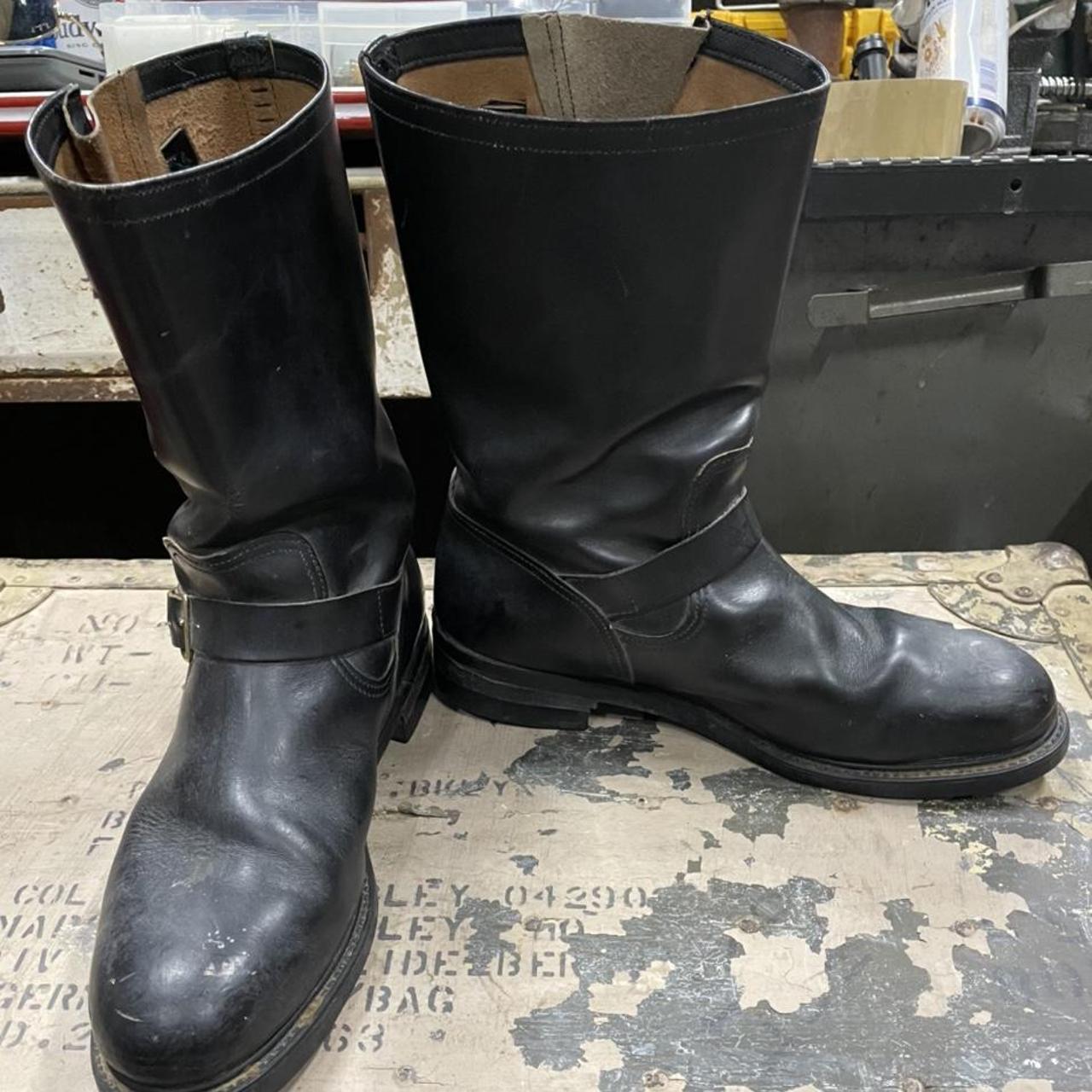 Vintage engineer boots, men’s Size 13. Leather is in... - Depop