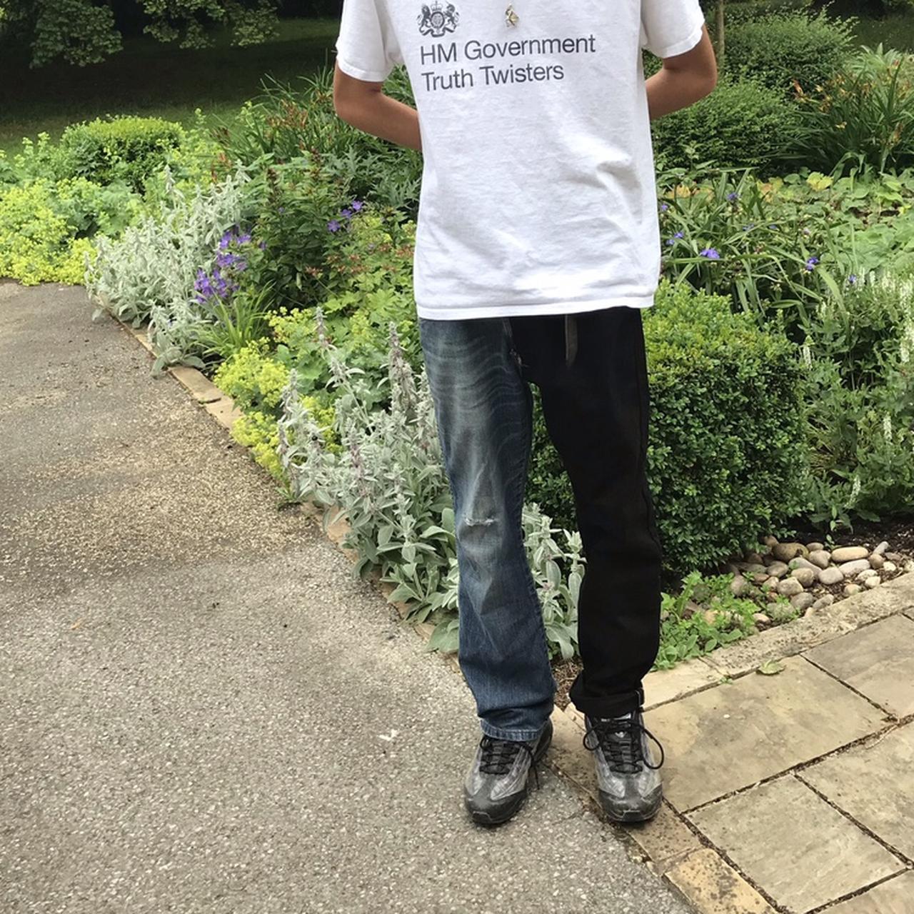 Custom half and half jeans Cut and sewn W32... Depop