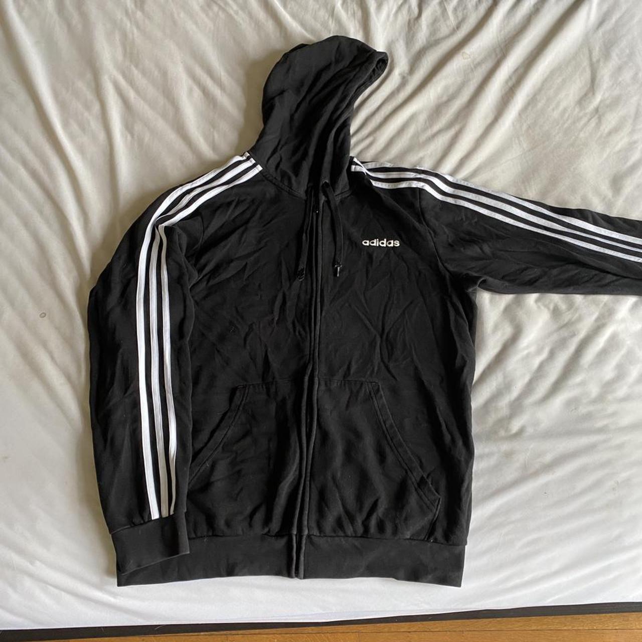 Black Adidas Zip Up Hoodie Good condition 8/10... - Depop