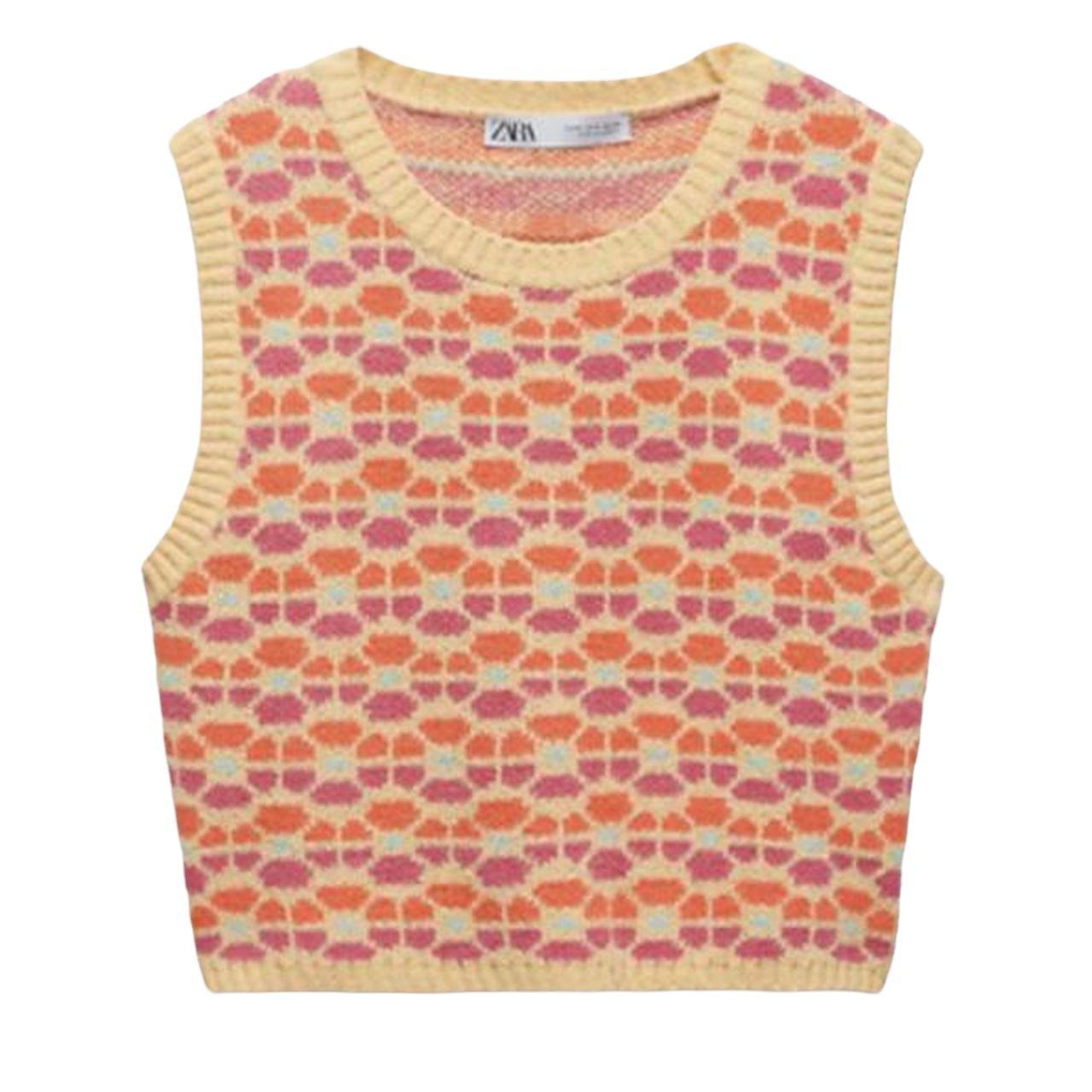 zara pink and orange sweater vest