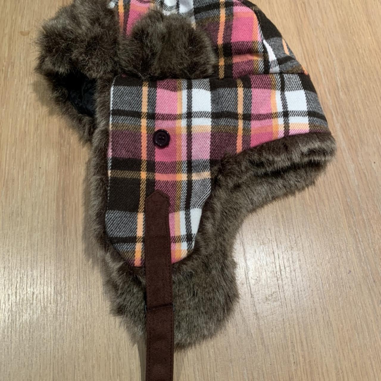 Chaos Brothers plaid trapper hat Pink/brown... - Depop