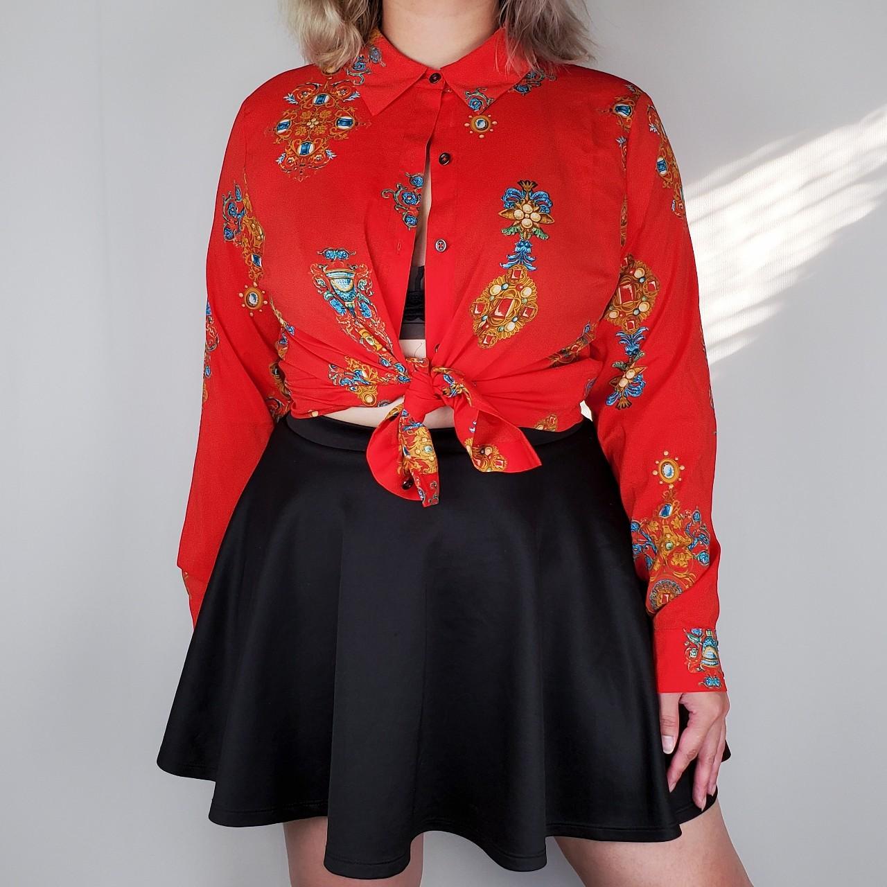 Women's Red and Gold Blouse
