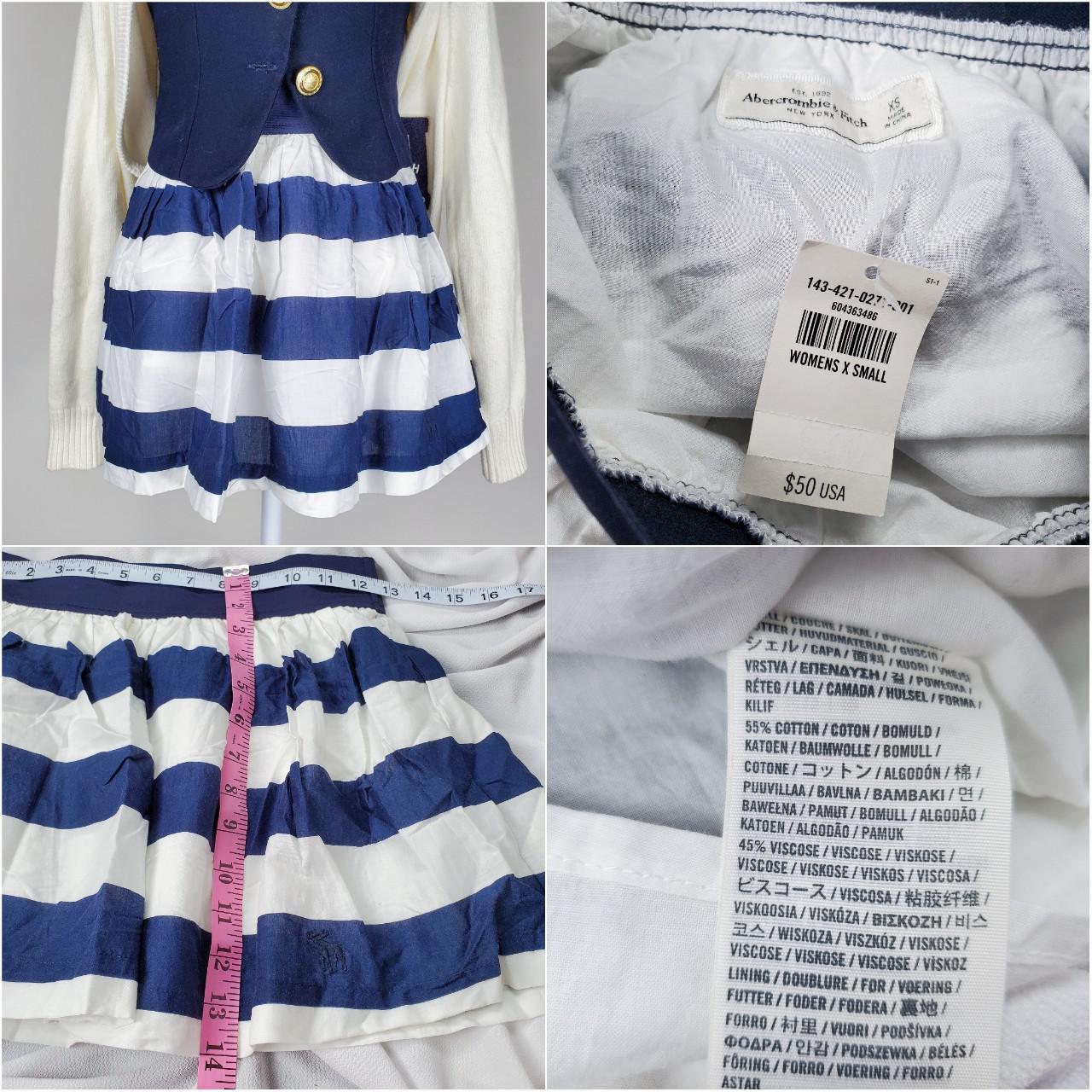 Abercrombie & Fitch Women's Navy and White Skirt (4)