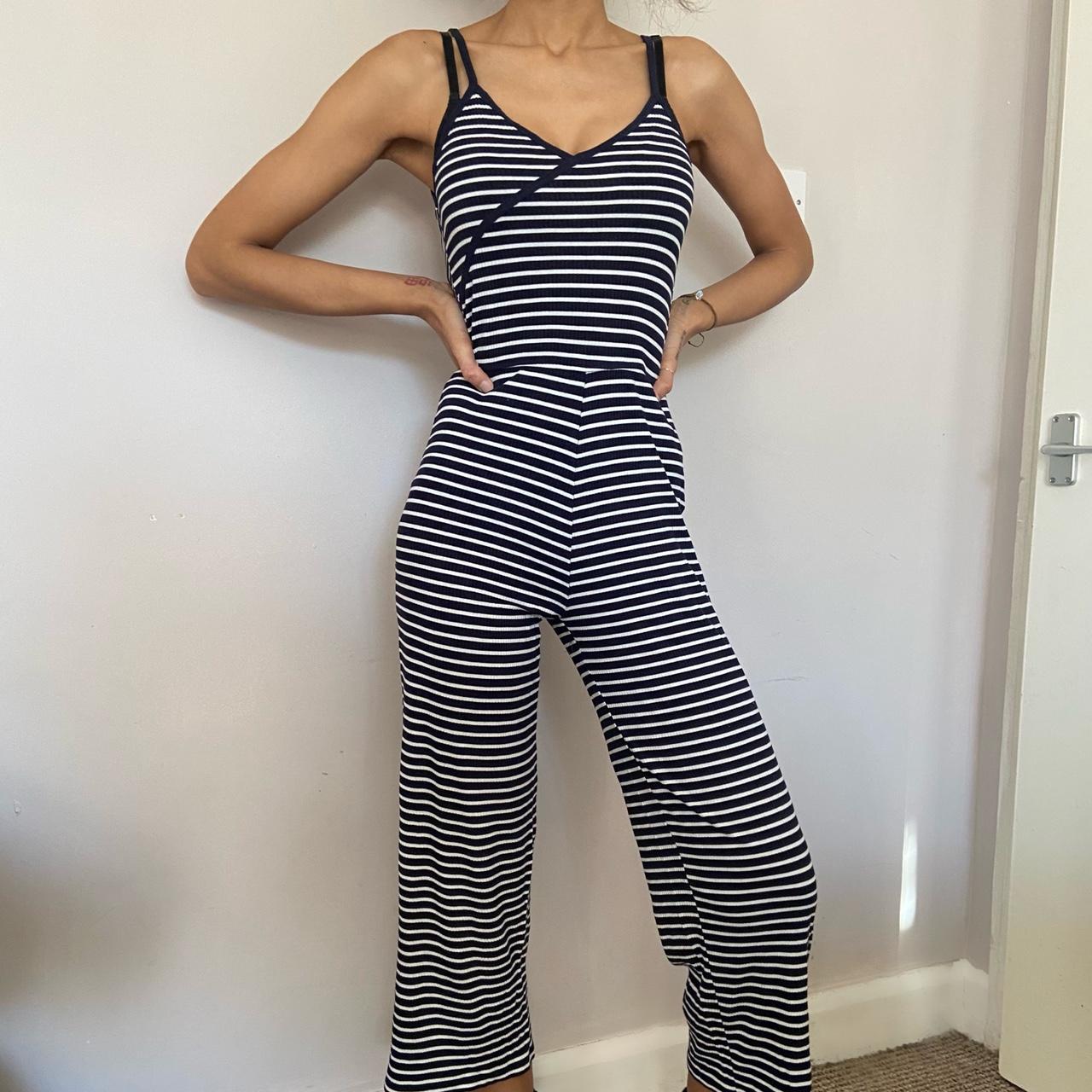 TOPSHOP Striped Stretchy 70s Jumpsuit/Romper