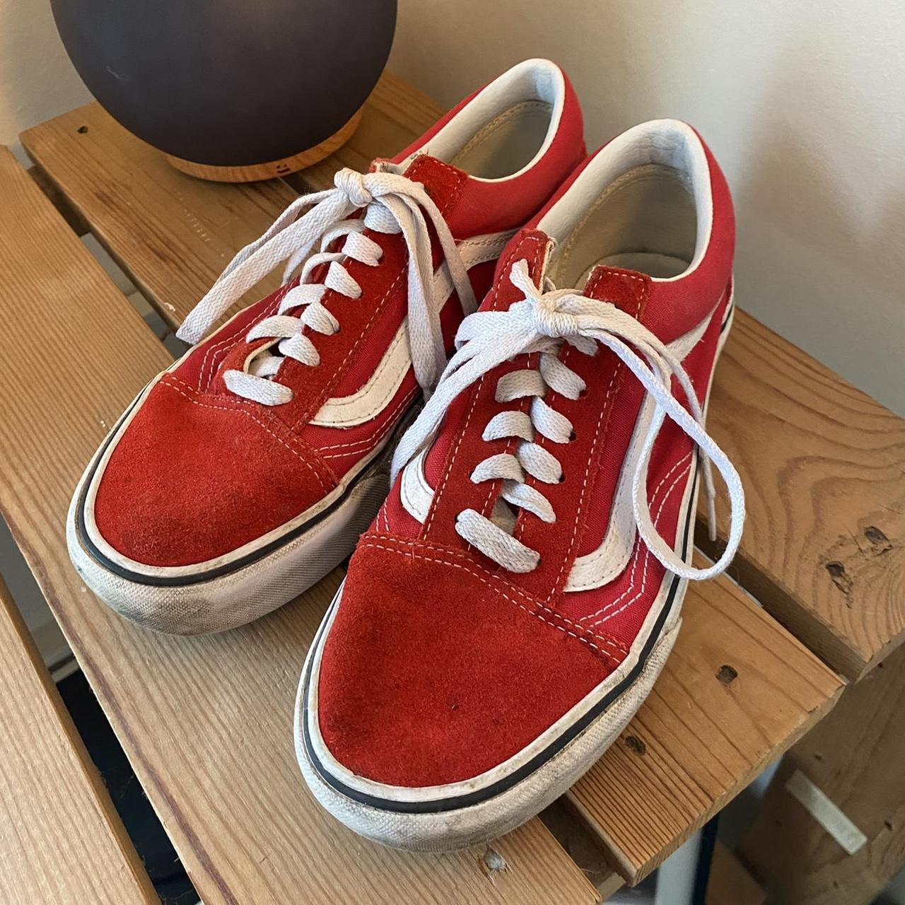 all red platform vans