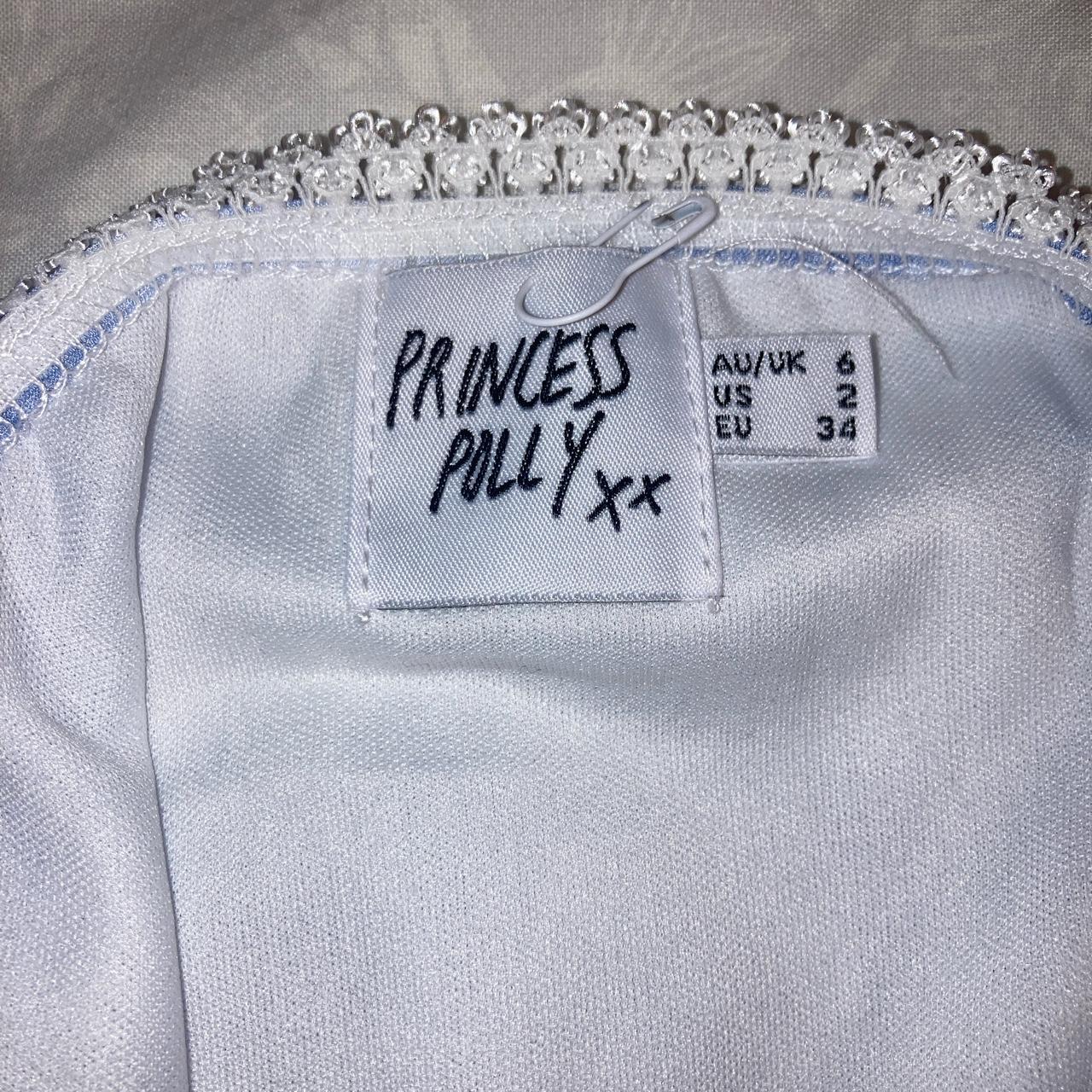 Princess Polly Women's White and Blue Dress | Depop